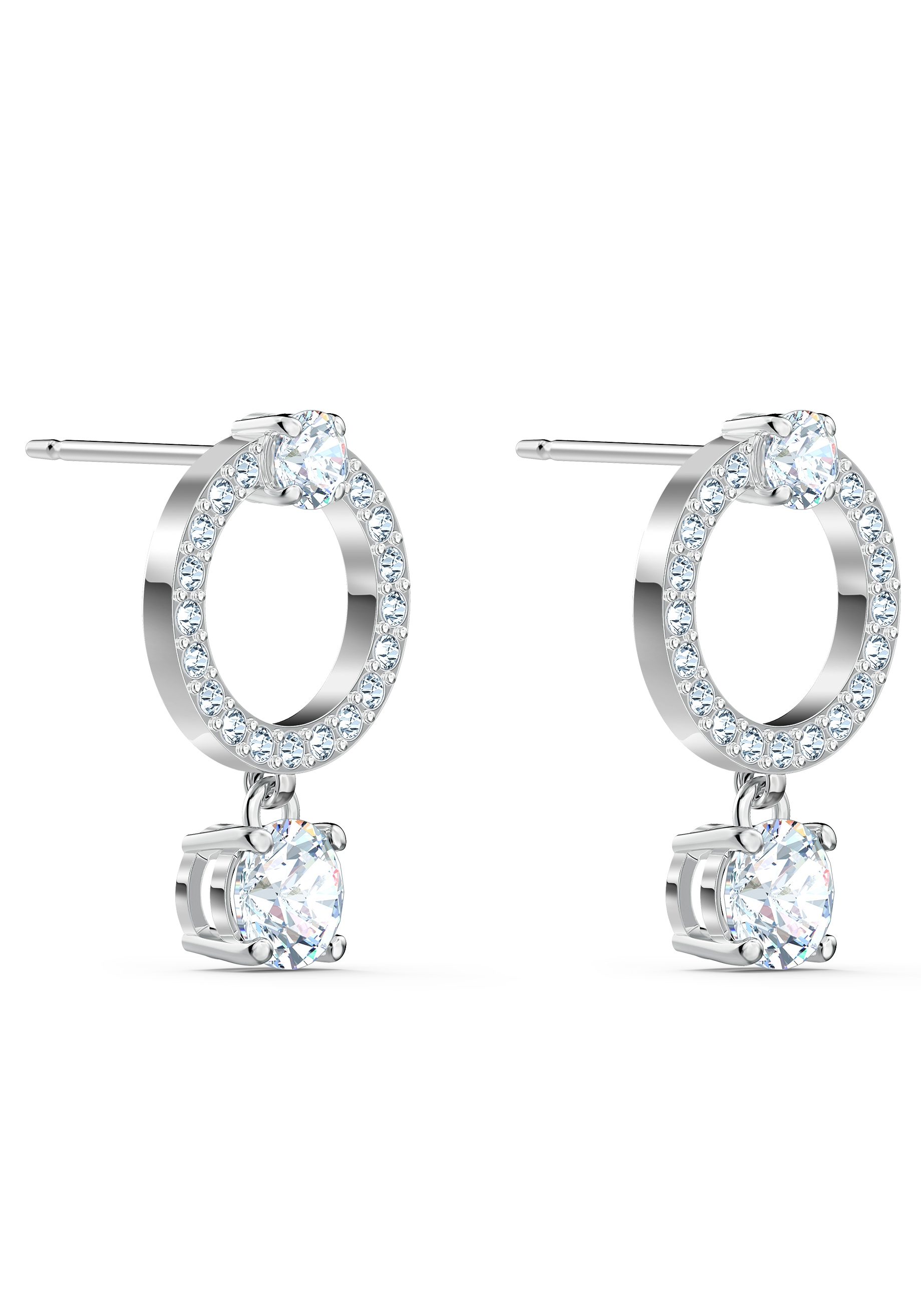 Swarovski Paar Ohrstecker »Attract Circle Ohrringe, weiss, rhodiniert, 5563278«, mit Swarovski® Kristall