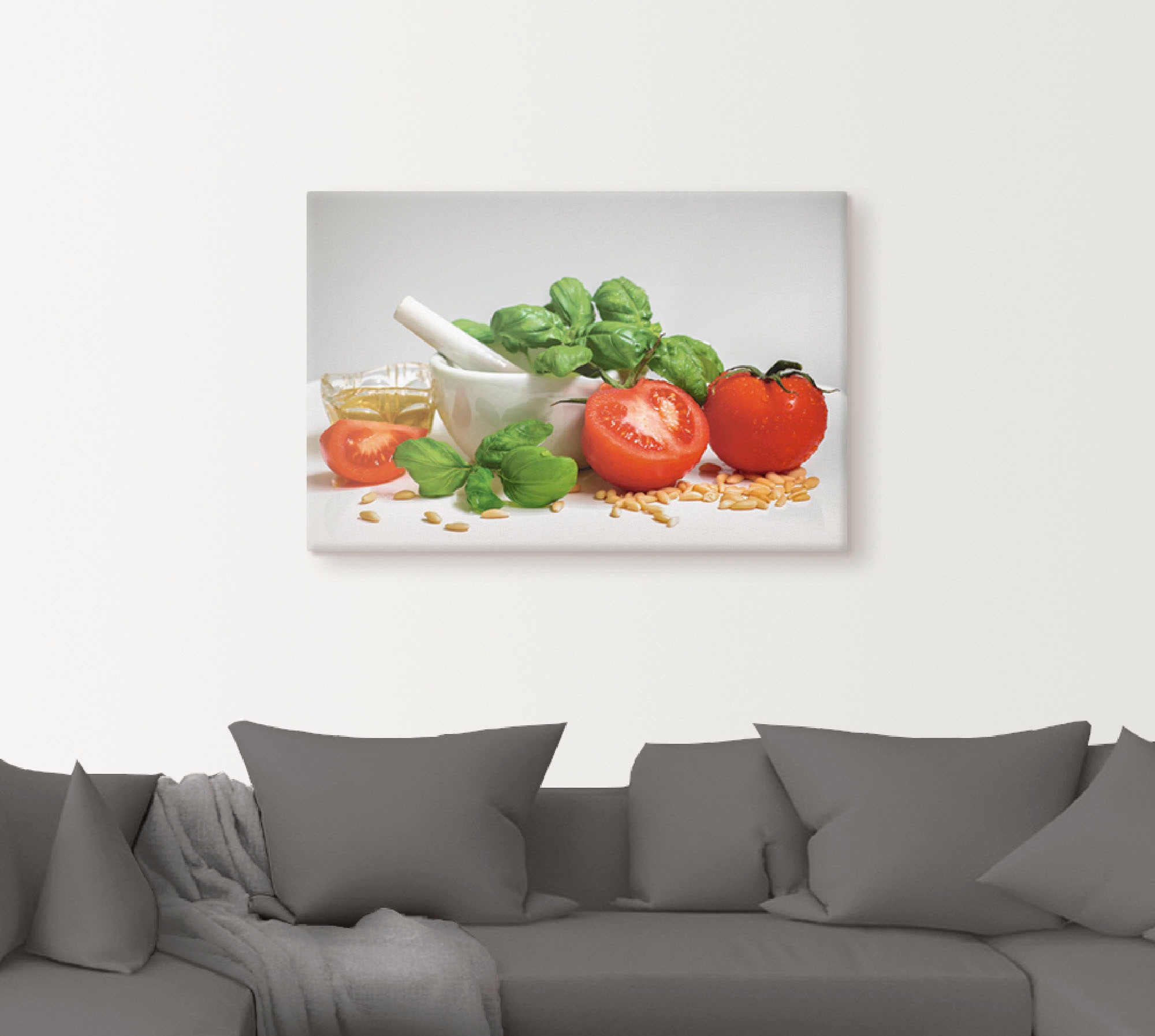 Artland Wandbild »Bereit für Pesto«, Lebensmittel, (1 St.), als Leinwandbild, Poster, Wandaufkleber in verschied. Größen