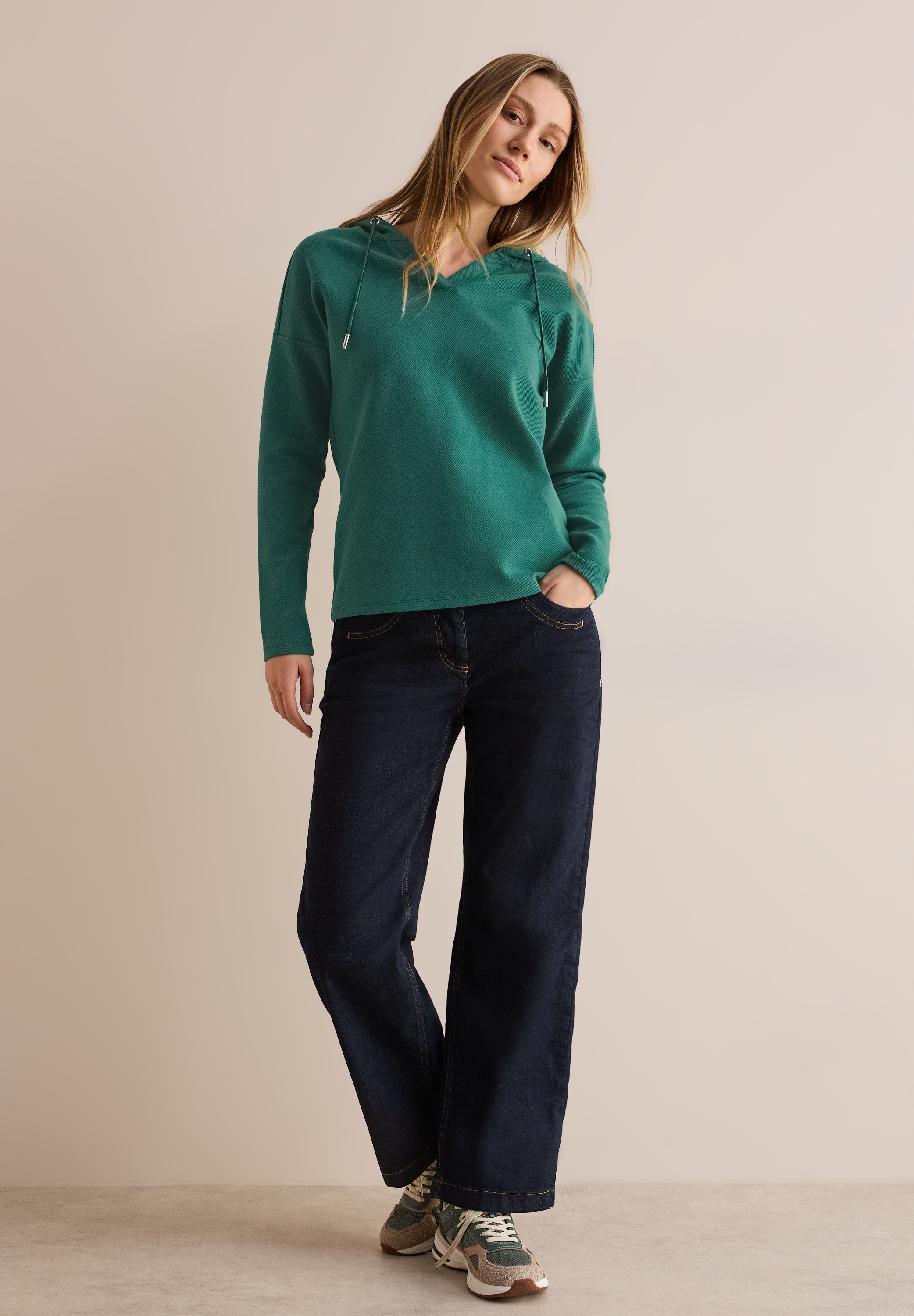 Cecil Langarmshirt, mit Kapuze mit Tunnelzugband