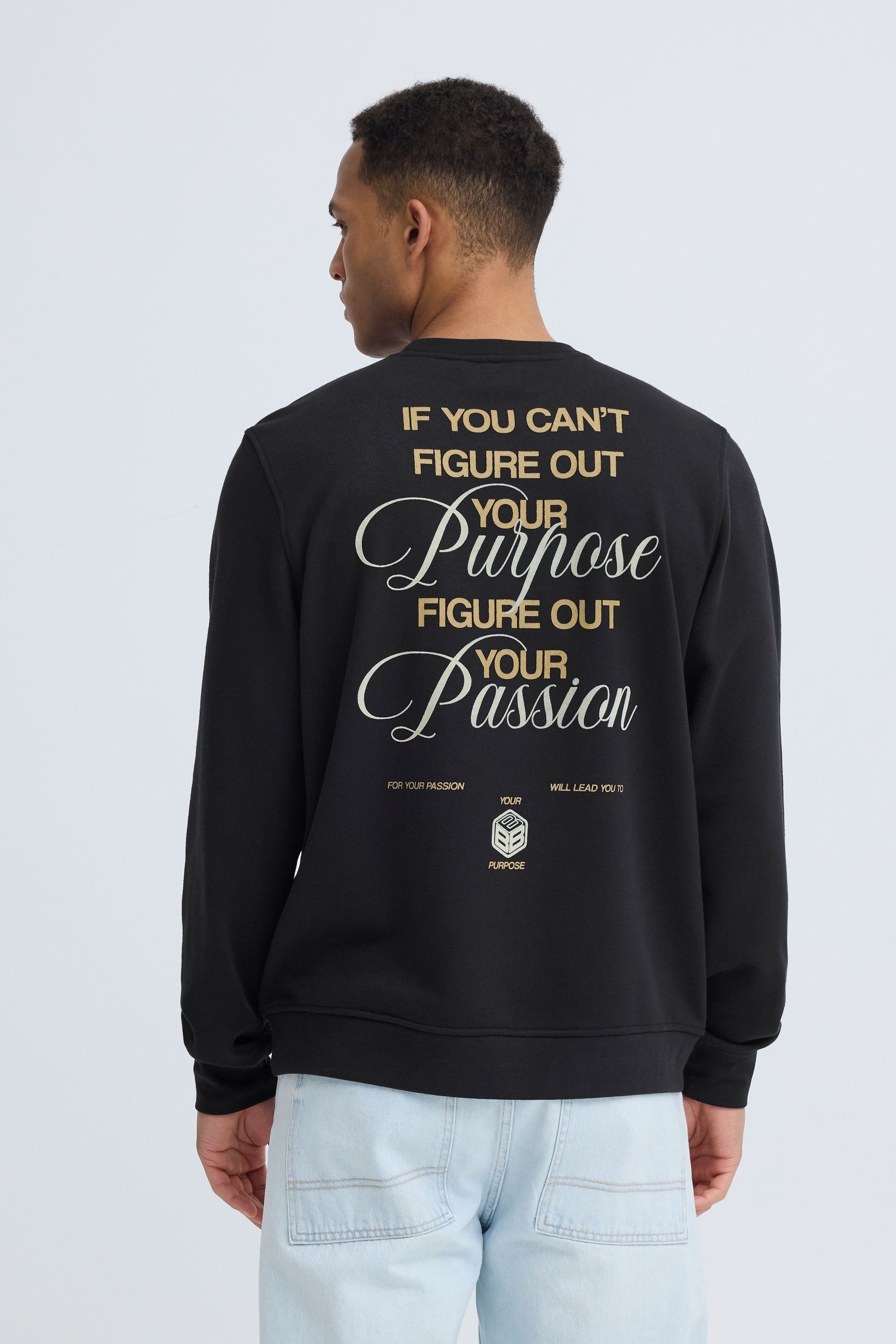 Blend Rundhalspullover »BHKerry« Bequemer Sweat-Pullover mit Backprint