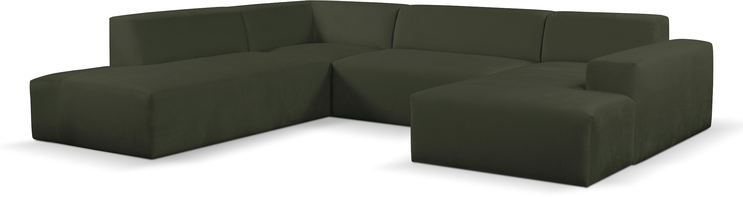 WERK2 Wohnlandschaft »Zeus viel Platz, Breite 330cm, modern und zeitlos, U-Form«, Curvy Trend Wohnlandschaft mit urbaner Optik auch in weichem Cord