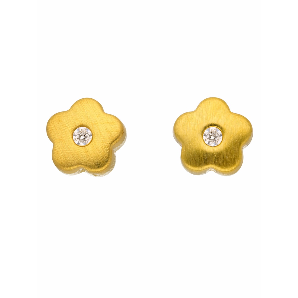 Adelia´s Paar Ohrhänger »333 Gold Ohrringe Ohrstecker Blüte mit Zirkonia«