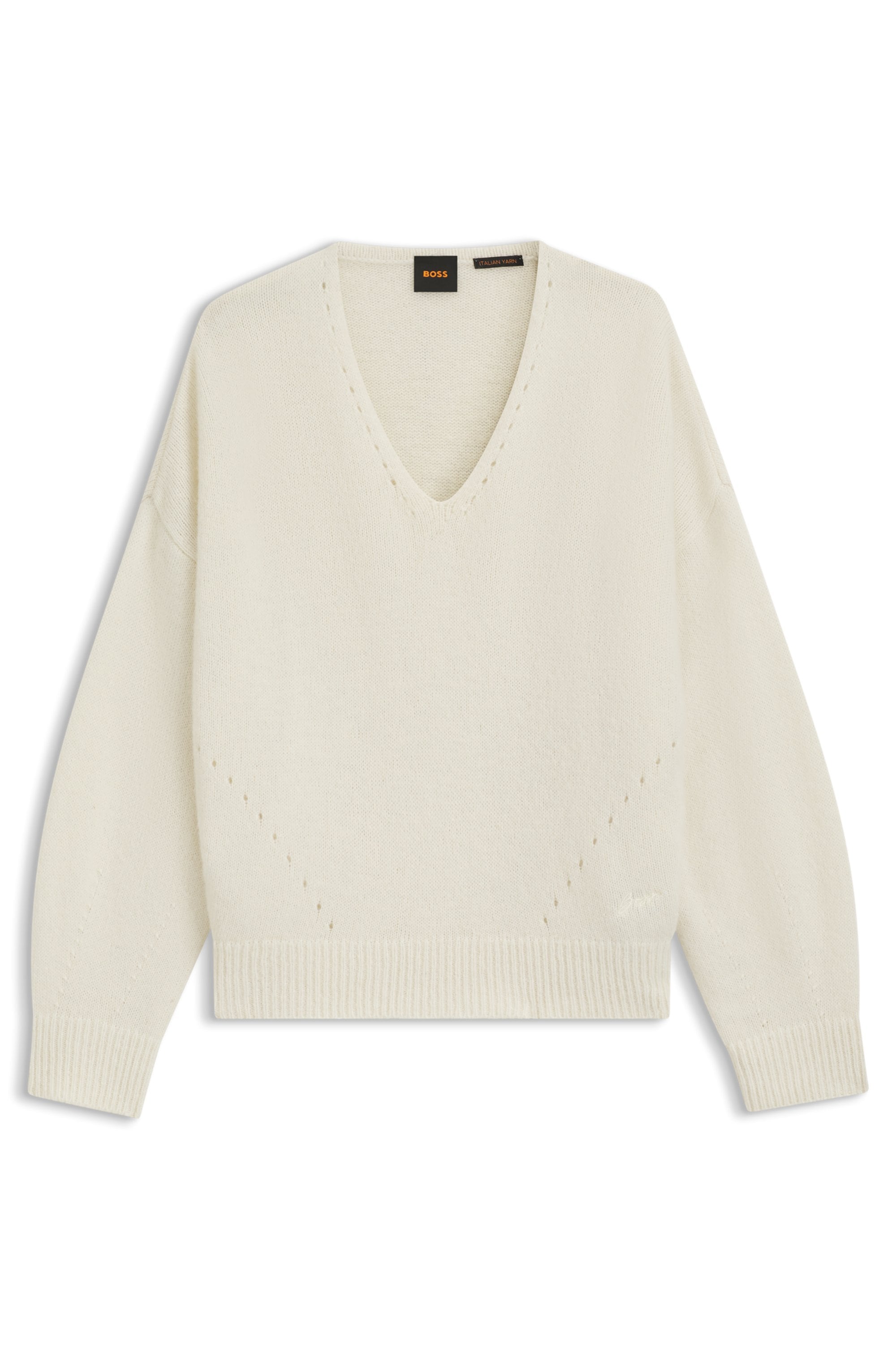 BOSS ORANGE Strickpullover »Fondyssa Premium Damenmode«, im Relaxed Fit, V-Ausschnitt
