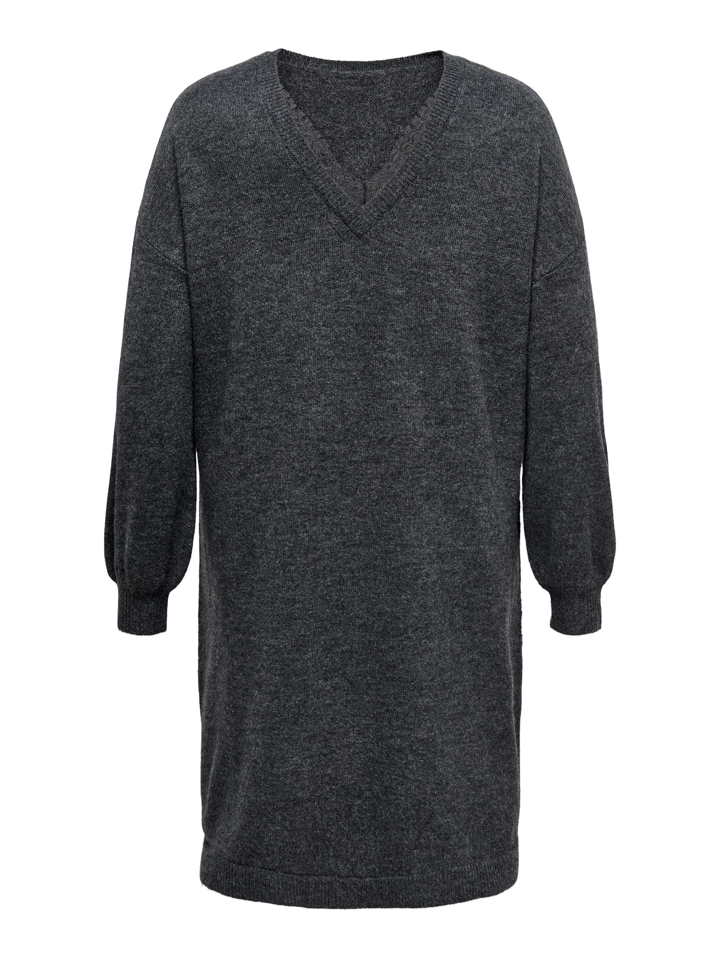 ONLY CARMAKOMA Strickkleid »CARMANIFESTA LS V-NECK DRESS KNT BF«, mit Spitze am Ausschnitt