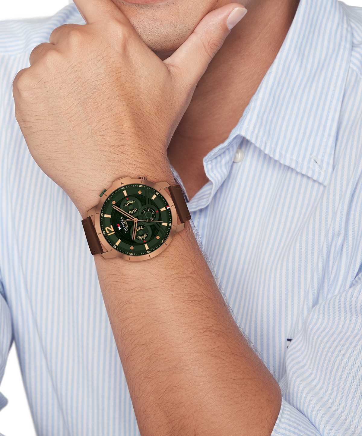 Tommy Hilfiger Multifunktionsuhr »LUCA« Quarzuhr, Armbanduhr, Herrenuhr, Lederarmband, analog