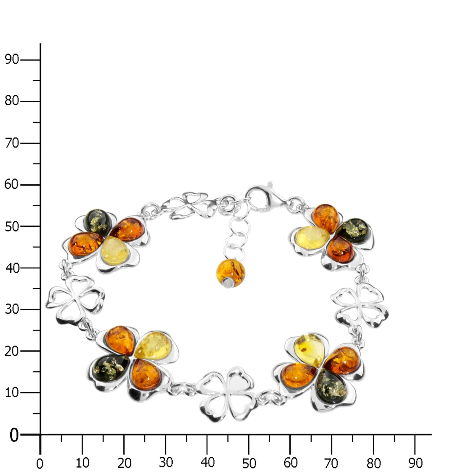 OSTSEE-SCHMUCK Armband »- Kleeblatt - Silber 925/000 - Bernstein«