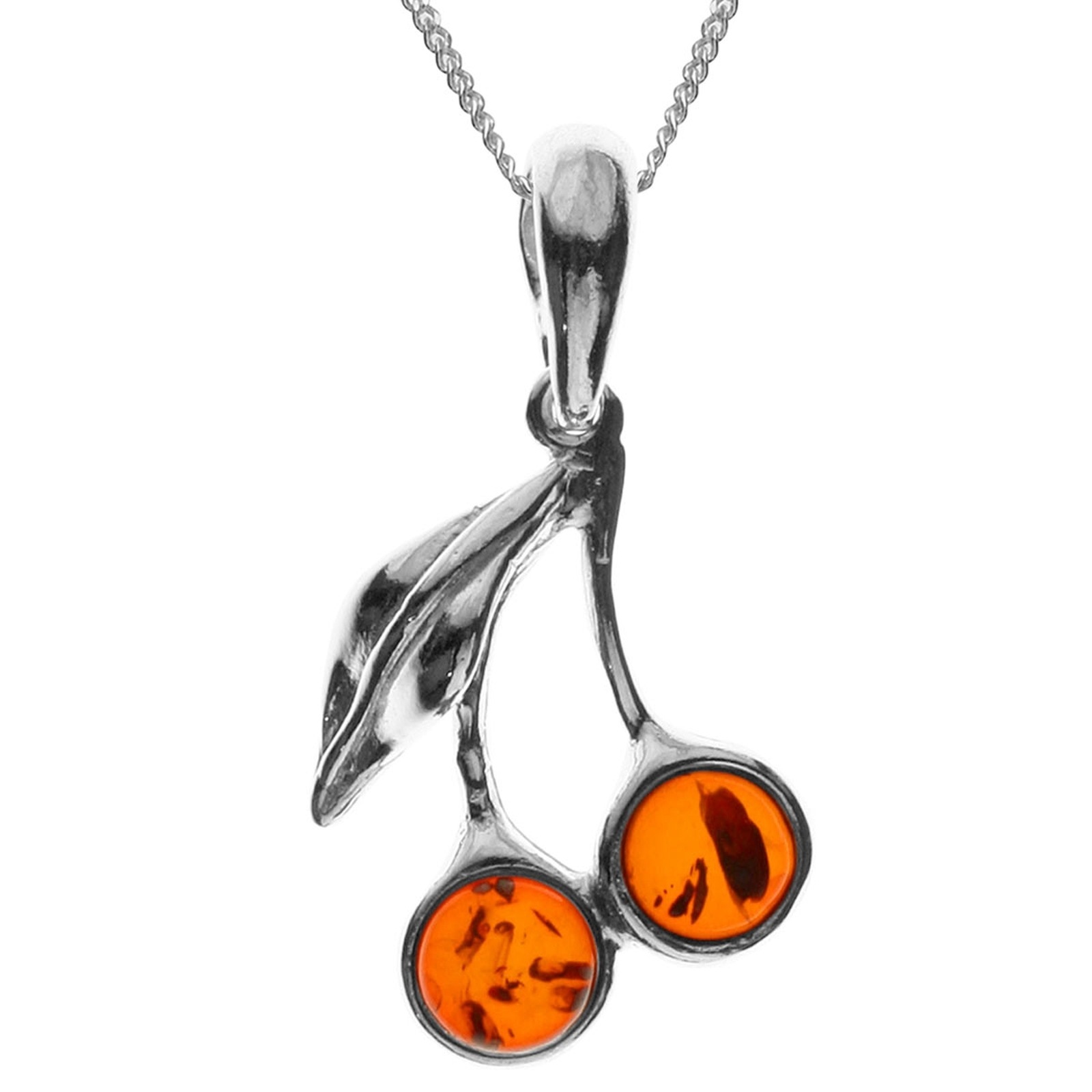 OSTSEE-SCHMUCK Damen Kette mit Anhänger "Ostsee-Schmuck Kette mit Anhänger Kirschen", 45cm, Silber 925 (Sterlingsilber), L: 42, silber, Silber 925