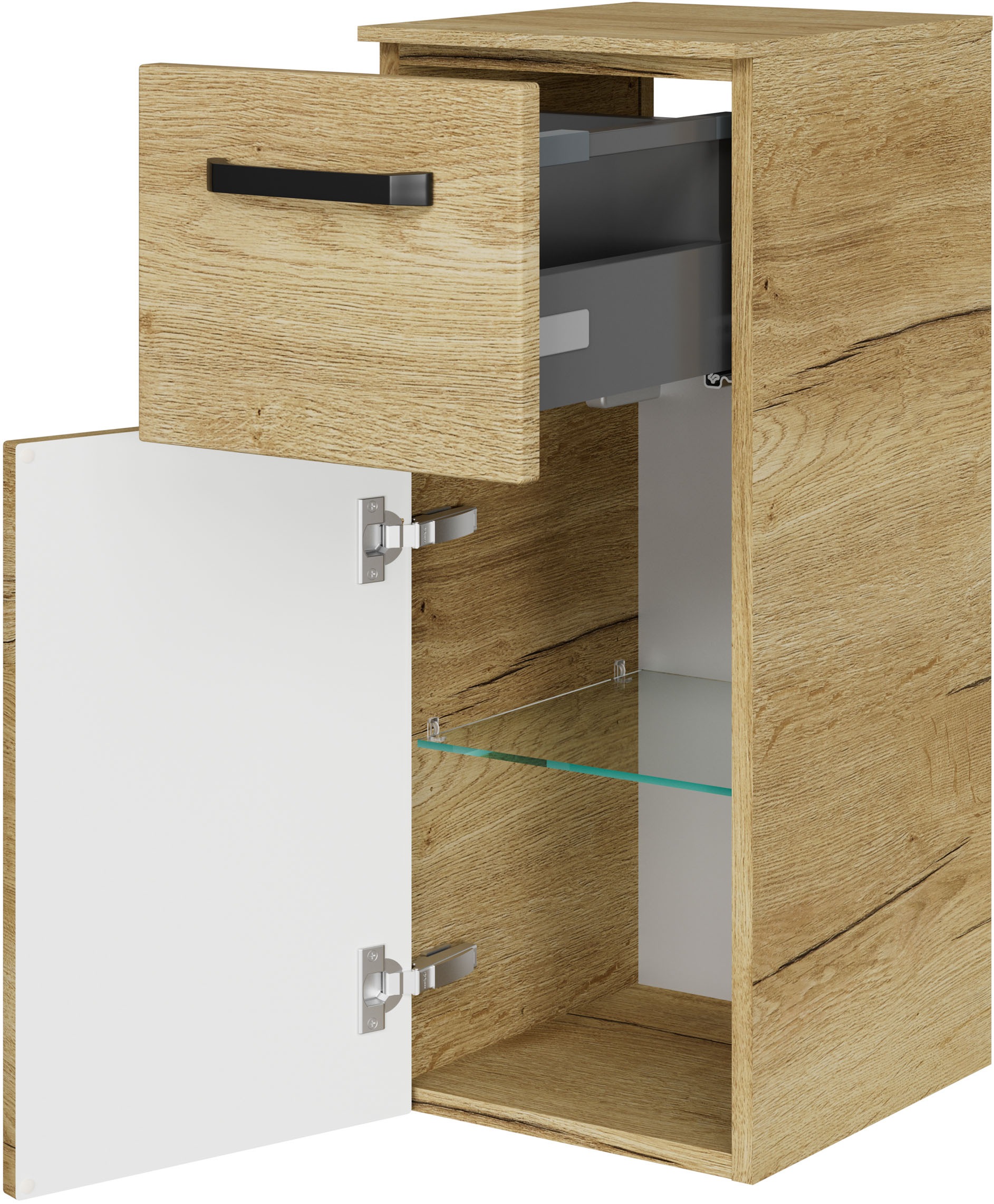 Saphir Badmöbel-Set »Serie 4010 4-teilig Keramik-Waschtisch mit LED-Spiegelschrank«, (Set), Badezimmer Set mit Unterschrank, Midischrank, inkl. Türdämpfer