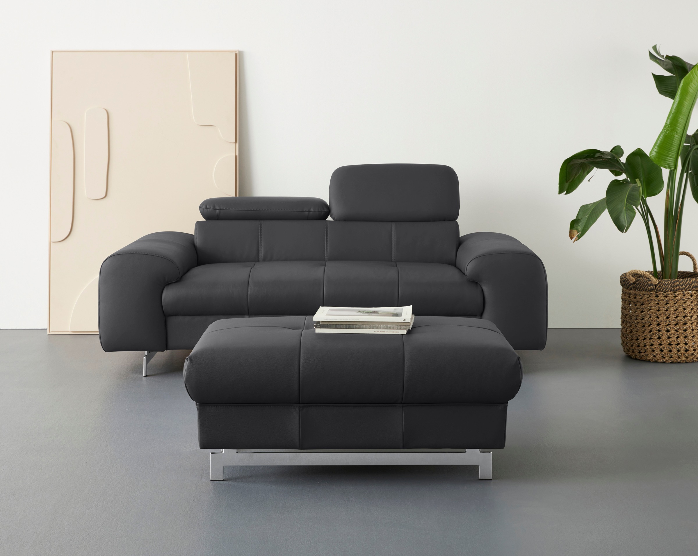COTTA 2-Sitzer »Chef«, Big-Sofa mit Kopfteilverstellung, edle Metallkufen