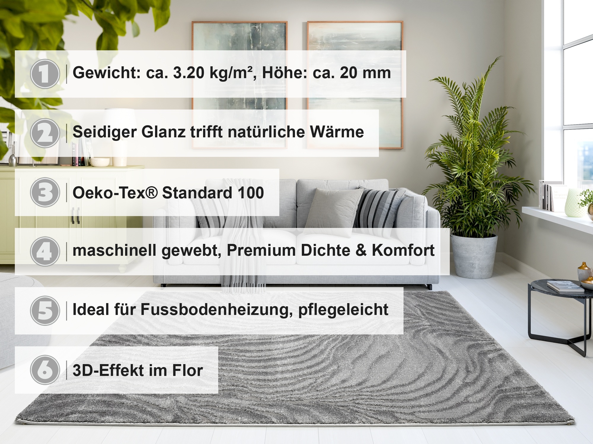 OCI DIE TEPPICHMARKE Teppich »LIV CORAL , auch als Läufer und in Rund« rechteckig 20 mm Höhe Design Teppich, auch in quadratischer Form, alle Räume