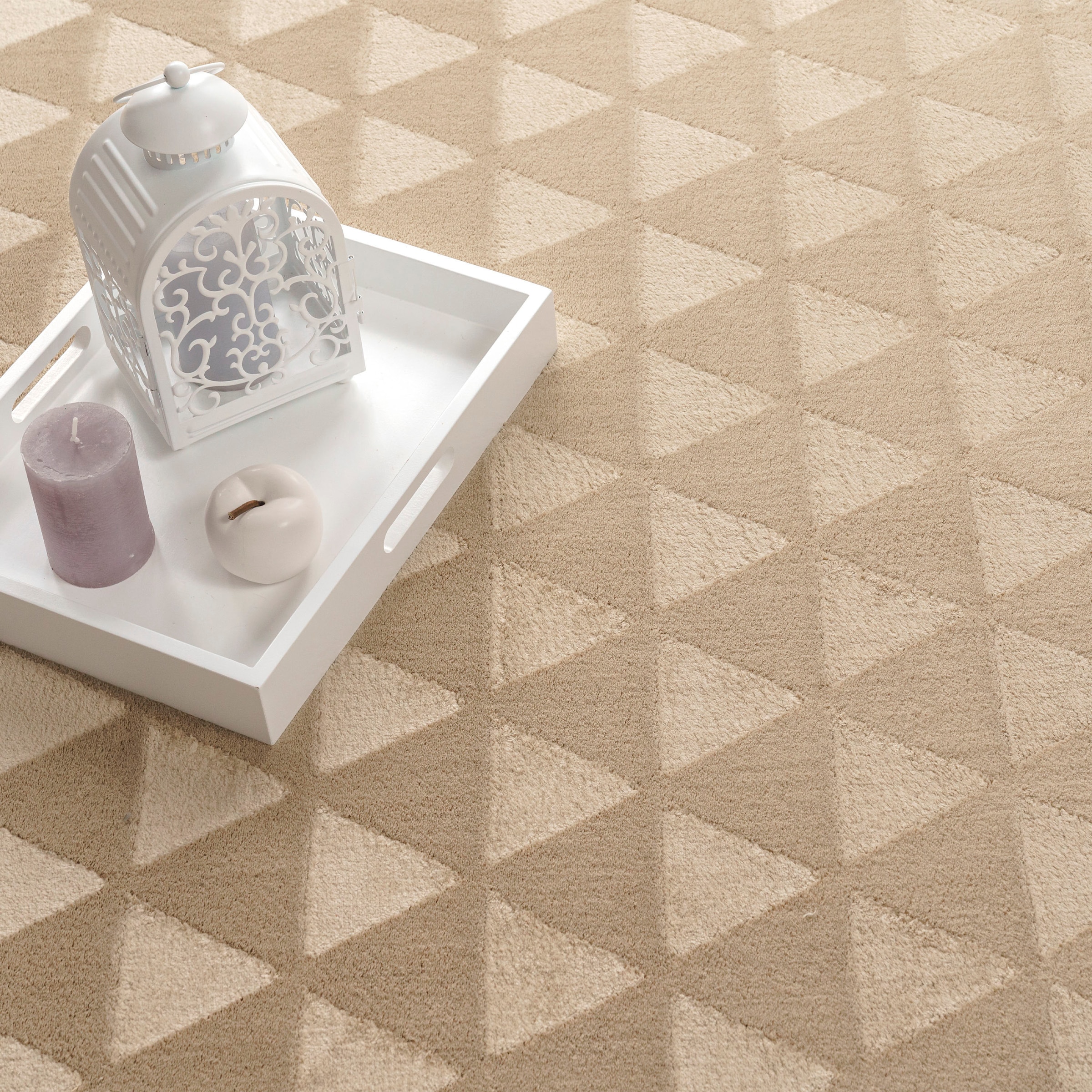 Paco Home Teppich »Haarlem 942«, rechteckig, 10 mm Höhe, Kurzflor, Uni Farben, Hoch-Tief Effekt, geometrisch, weich & kuschelig
