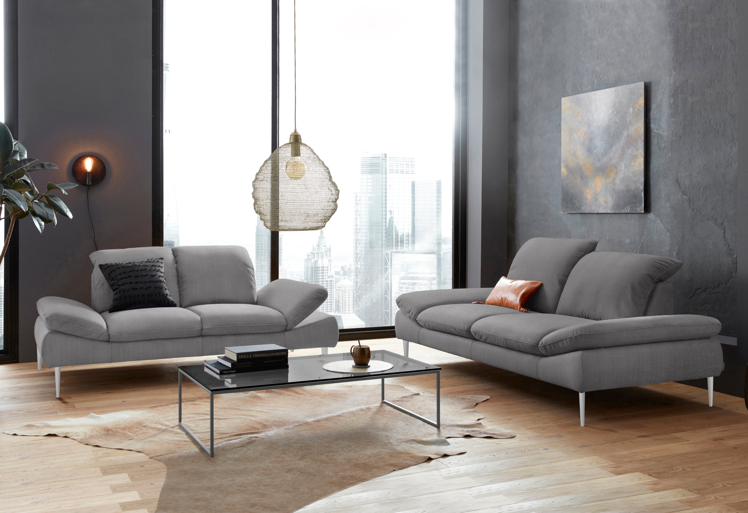 W.SCHILLIG 2,5-Sitzer »enjoy&MORE«, mit Sitztiefenverstellung, Füße silber matt, Breite 232 cm