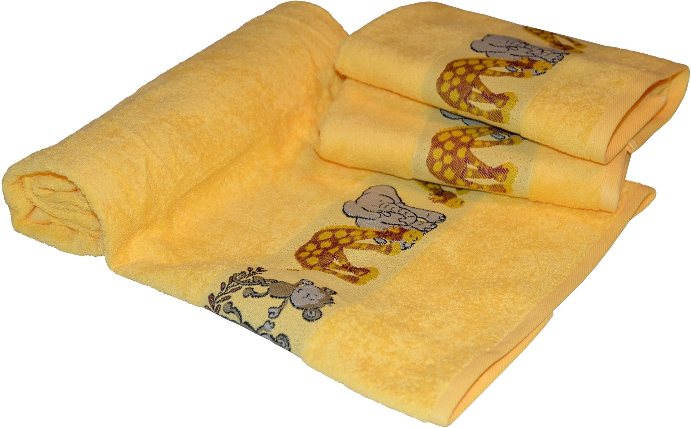 Dyckhoff Handtuch Set "Affe" Set 3 Stk. Walkfrottee mit Tierbordüre; 2 Hand günstig online kaufen