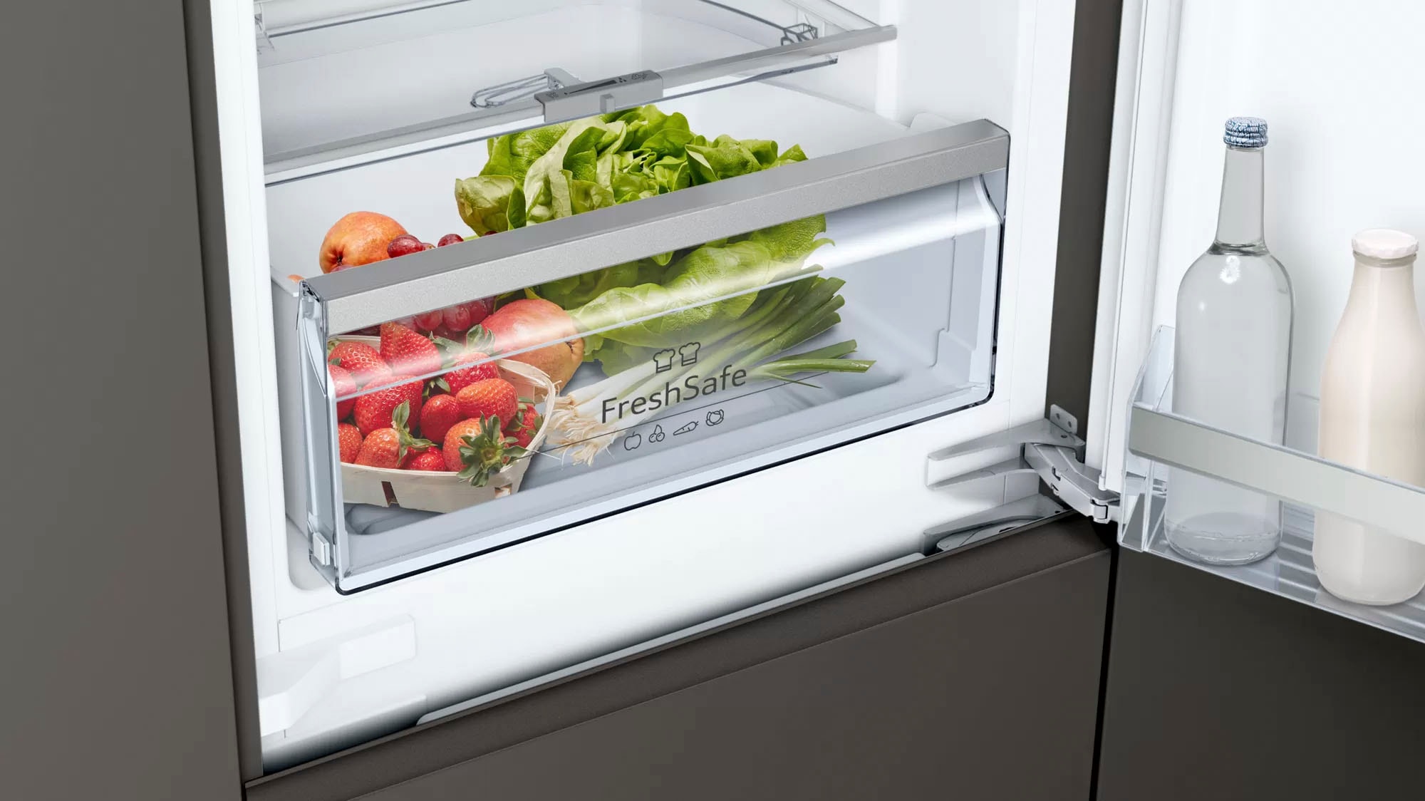 NEFF Einbaukühlgefrierkombination N 70 »KI6863FE0«, Fresh Safe 2: Frischeschublade für die ideale Lagerung von Obst&Gemüse