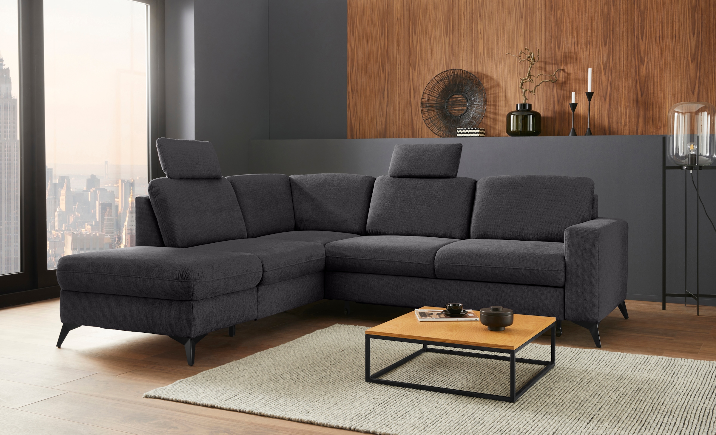 Home affaire Ecksofa "Lolland L-Form" Wahlweise mit Schlaffunktion und Stauraum, auch mit abwischbarem Bezug