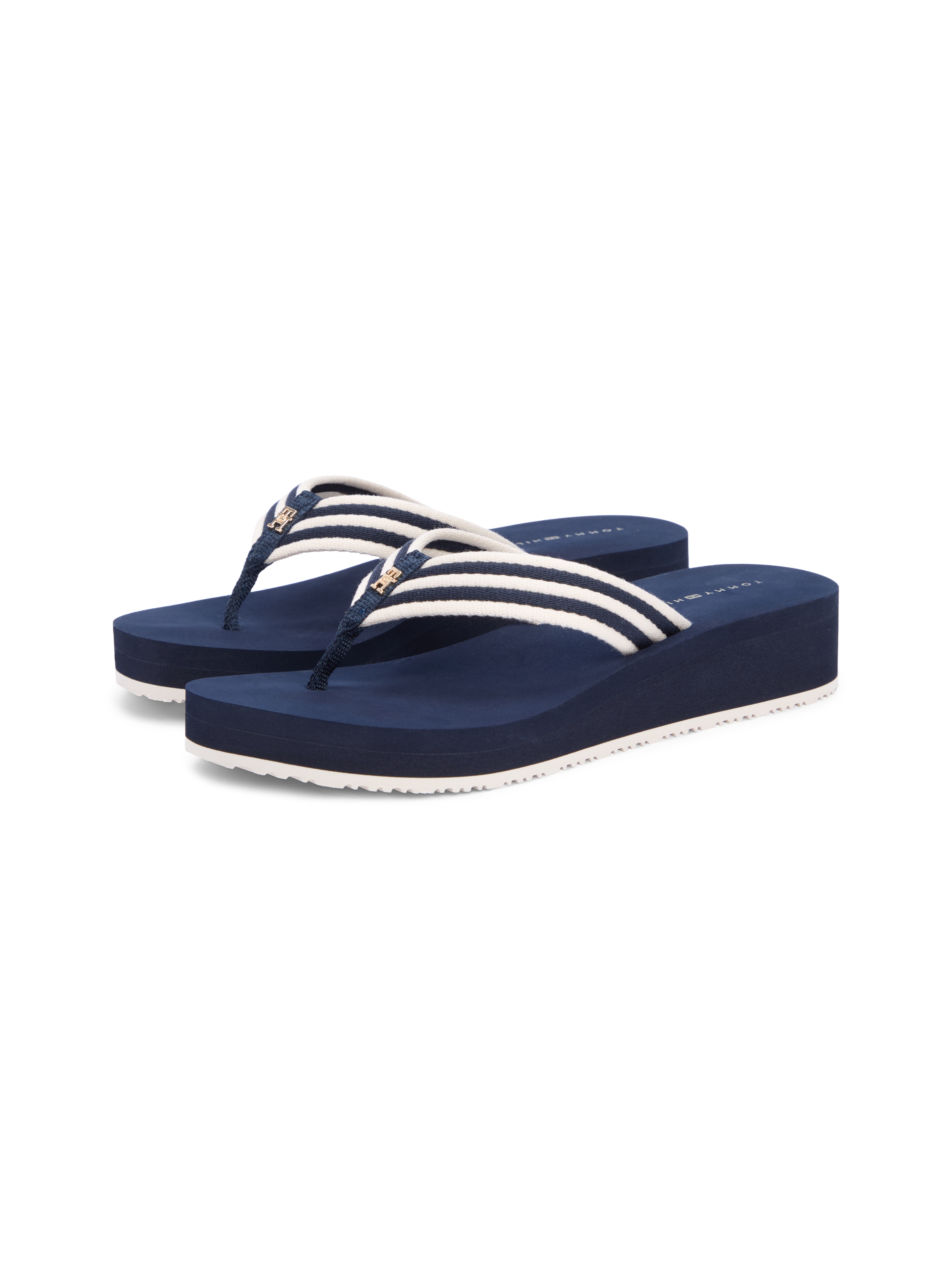 Tommy Hilfiger Zehentrenner "TH STRIPE SUMMER SANDAL" Sommerschuh, Dianette, Plateauschuh mit gestreifter Bandage