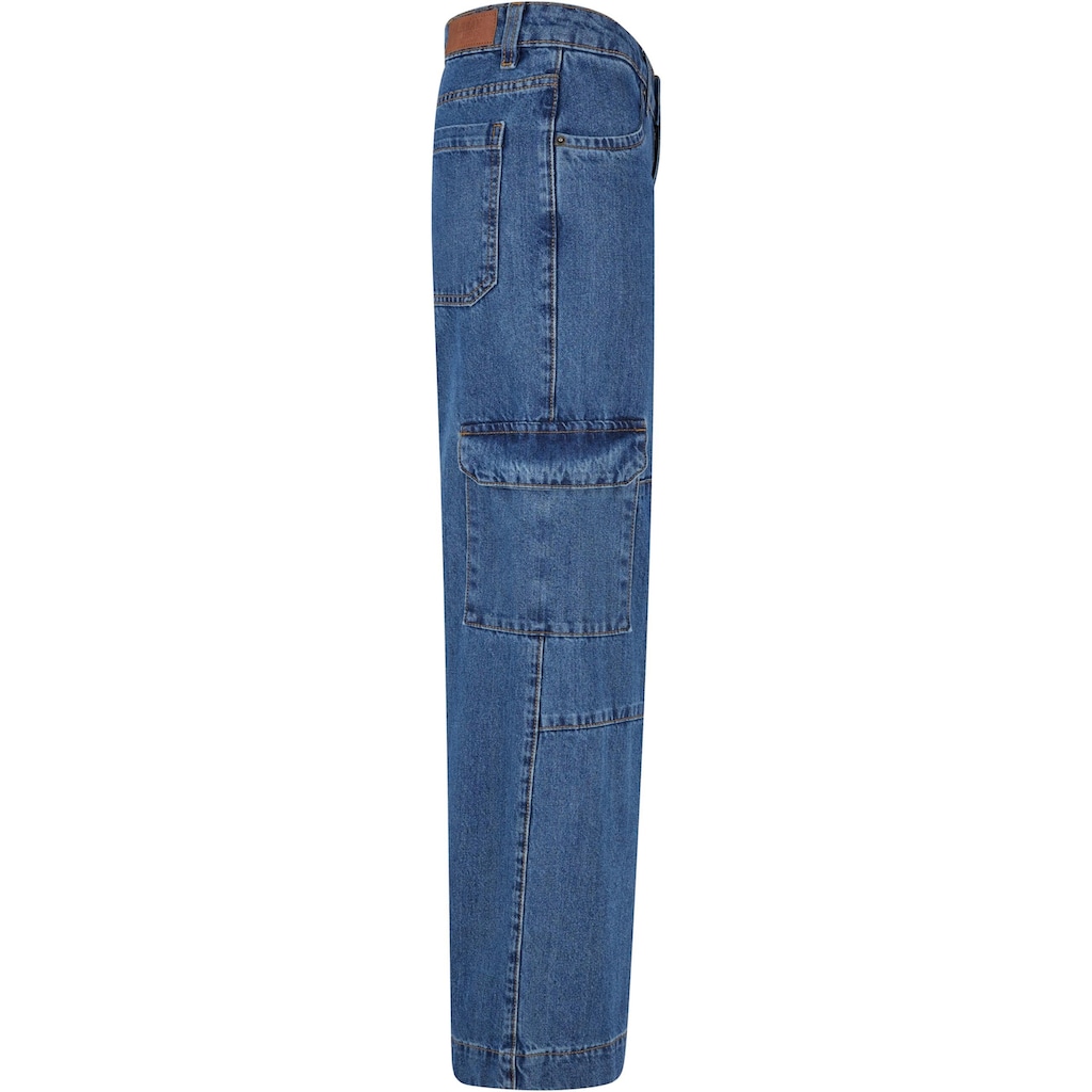 URBAN CLASSICS Bequeme Jeans »Urban Classics Damen Ladies Low Waist Cargo Denim«