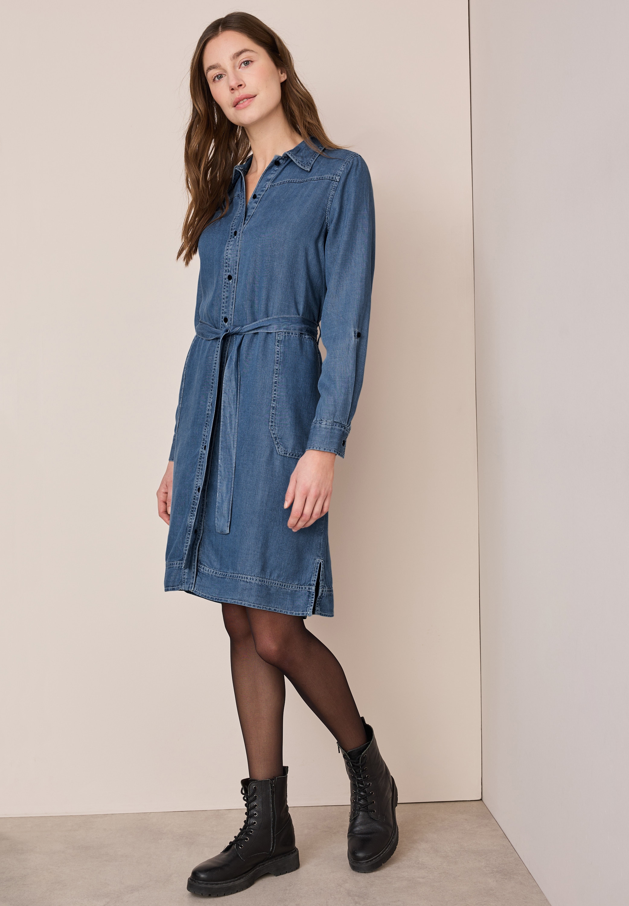 Cecil Jeanskleid Eingrifftaschen mit Knopfleiste