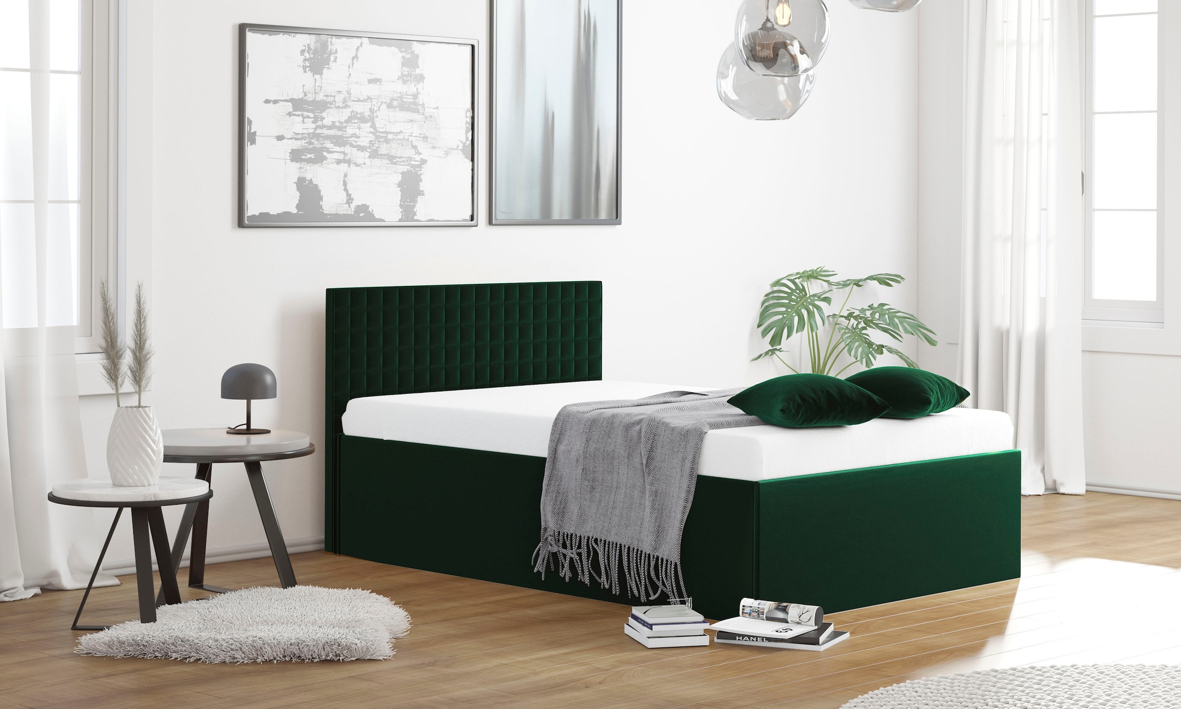 Polsterbett, B:148cm L:210cm, grün, WESTFALIA SCHLAFKOMFORT, Betten, mit Bettkasten bei Ausführung mit Matratze