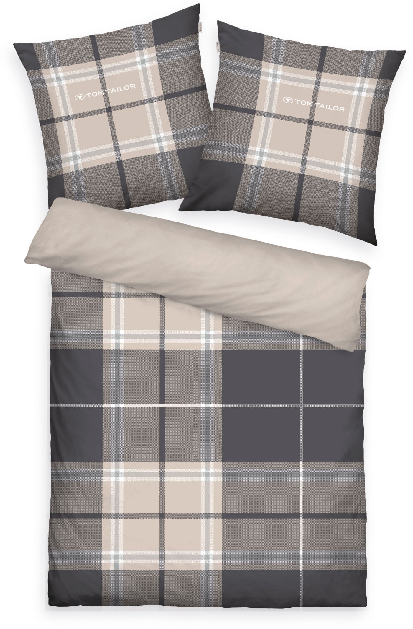TOM TAILOR HOME Wendebettwäsche »Eric in Gr. 135x200 oder 155x220 cm«, mit Reißverschluss, mit GRATIS-Zugabe: Sportbeutel aus 100% Baumwolle