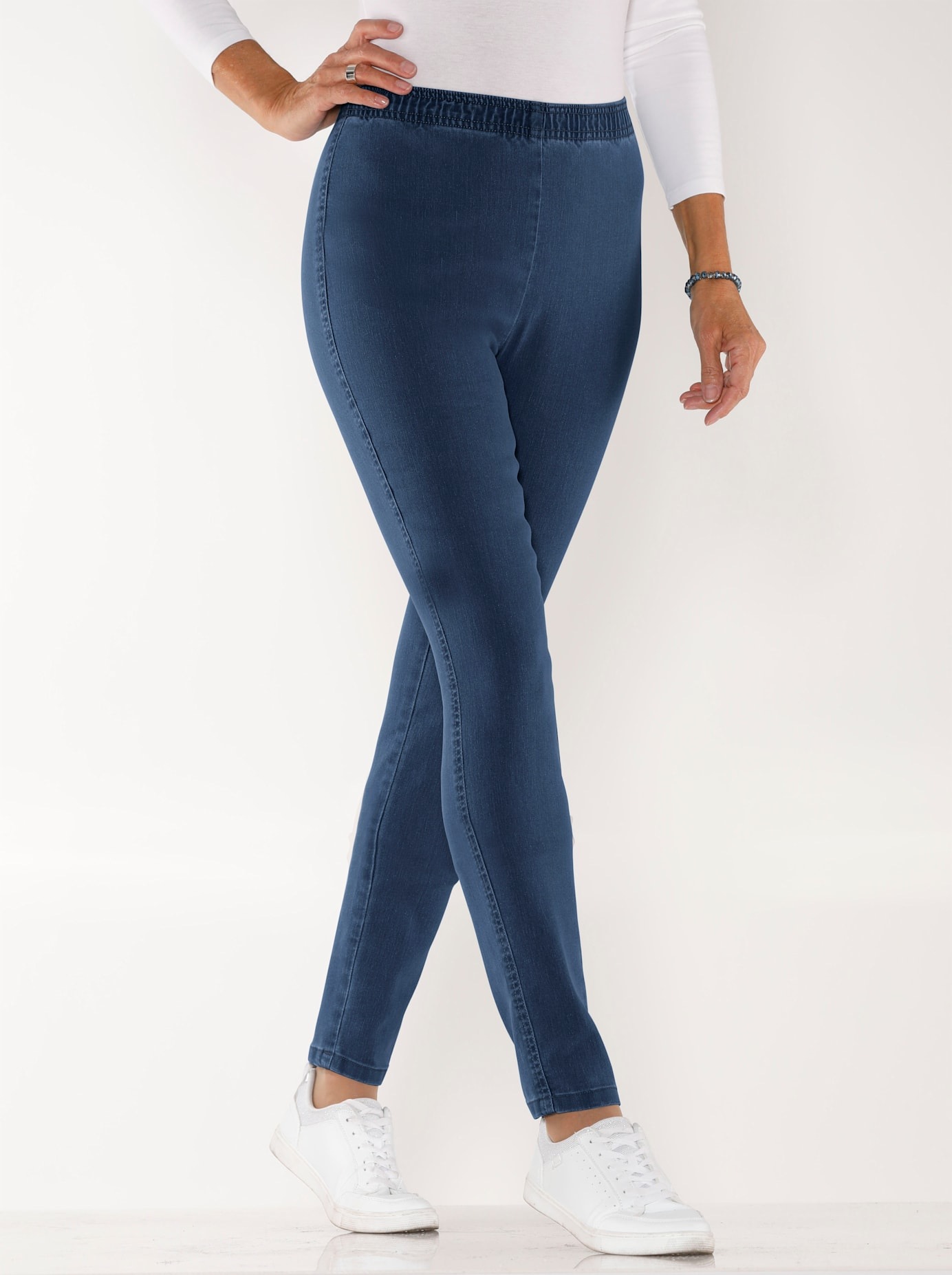 CLASSIC BASICS Damen Schlupfjeans, blau, Gr. 48, unifarben, 81% Baumwolle, 17% Polyester, 2% Elasthan, Jeans
