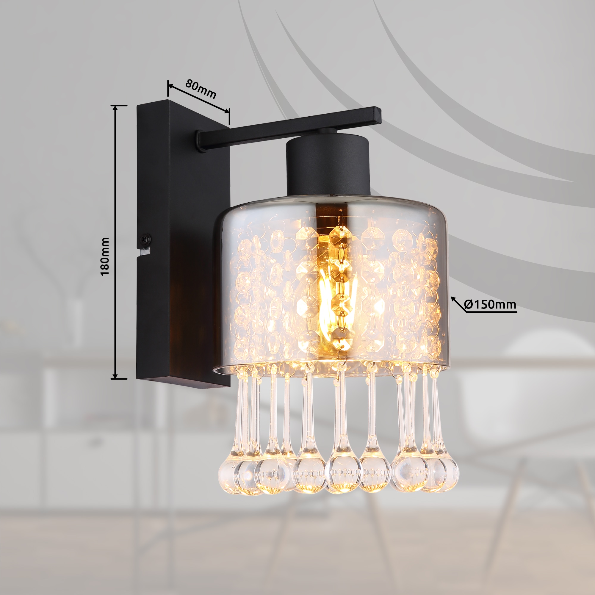 GLOBO LIGHTING Wandleuchte »HENDRY« E27 1 Stk. Wandlampe Wand Wohnzimmer Flur Wandbeleuchtung