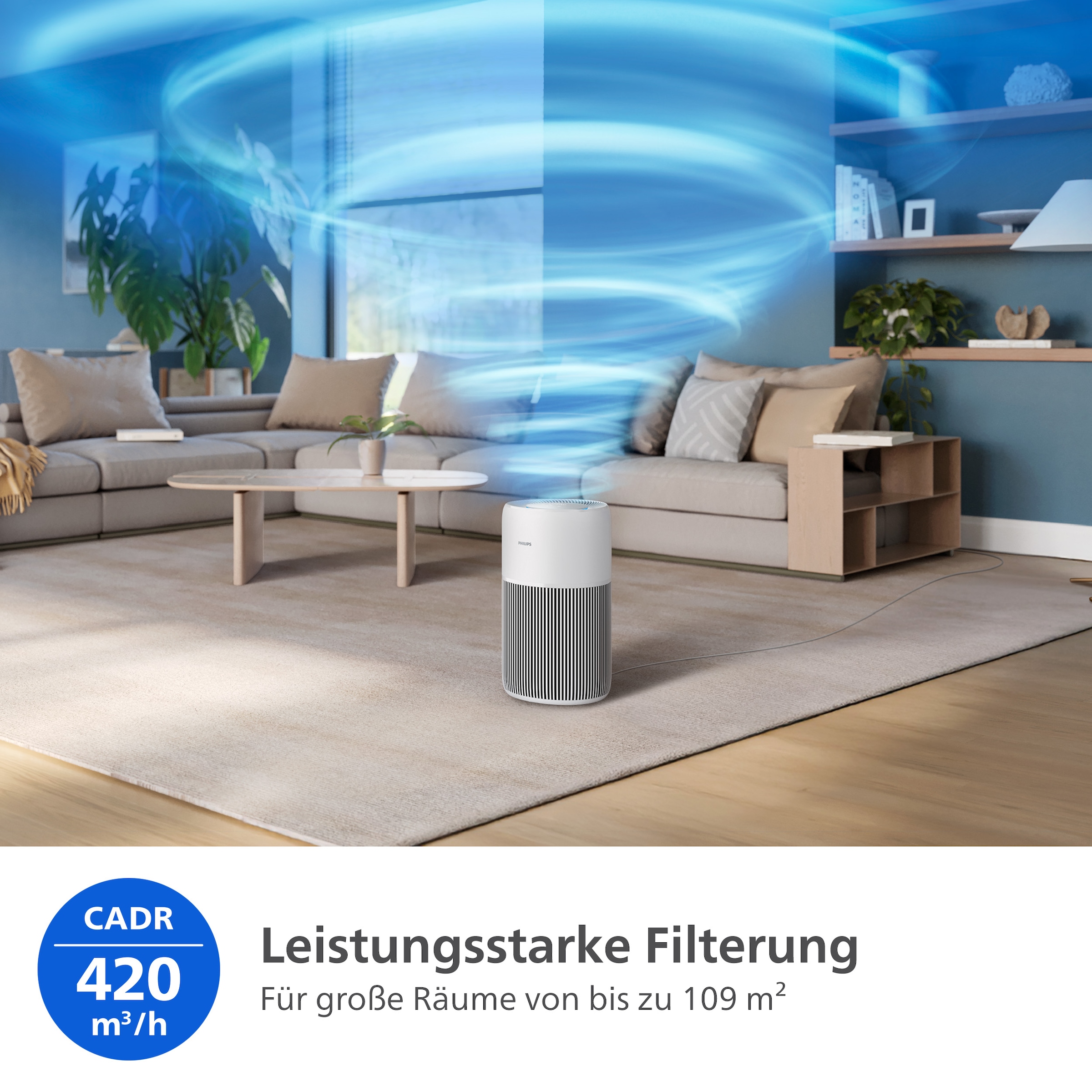 Philips Luftreiniger »AC2220/10 PureProctect Quiet 2200 Series, Luftreinigungsrate 420 m³/h«, für 109 m² Räume, 3-Schichten-HEPA-Filtersystem, mit App Verbindung, leise