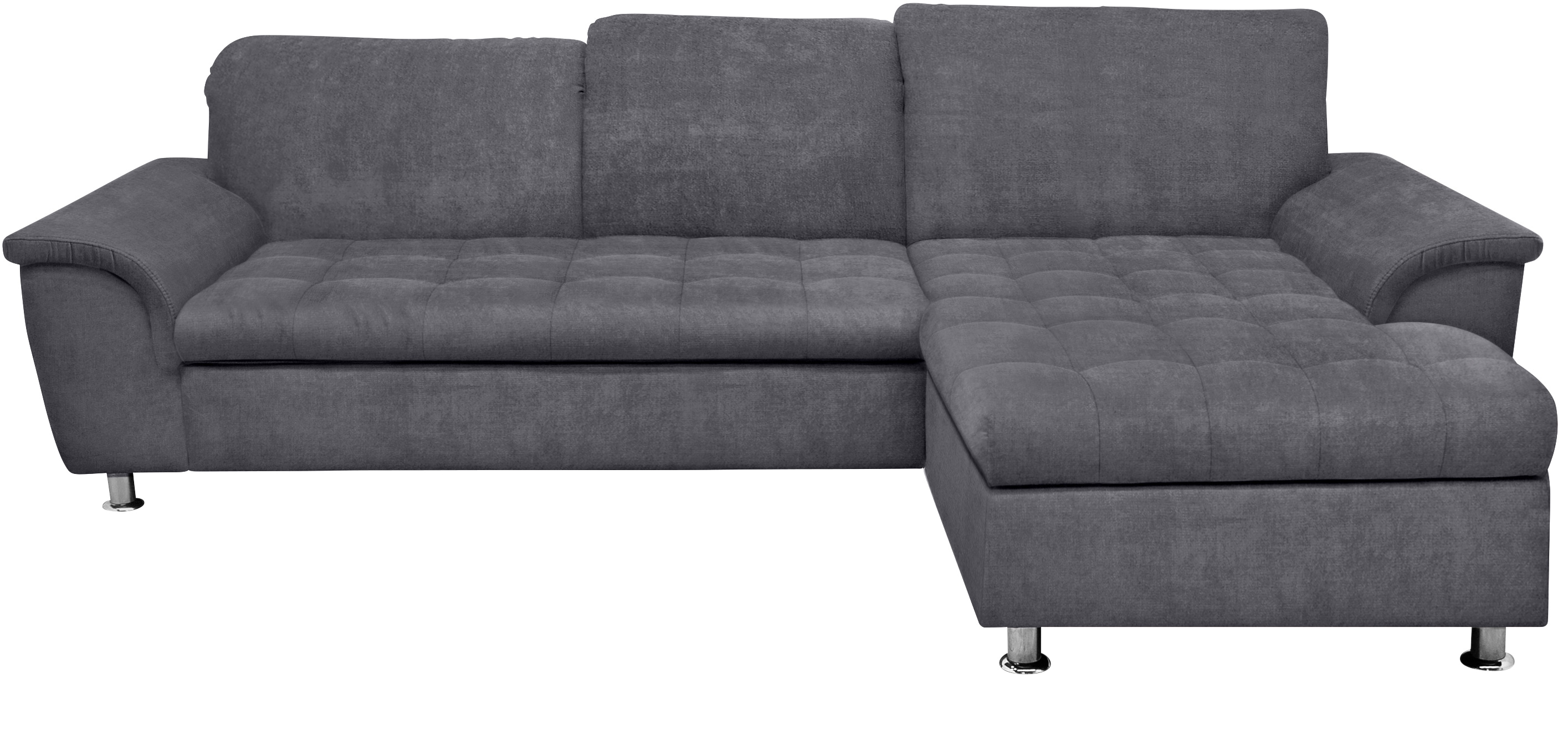DOMO collection Ecksofa "FRANZI 278x162 cm, L-Form, bequem, belastbar bis 140 kg/Sitz" Chenille, dunkelgrau