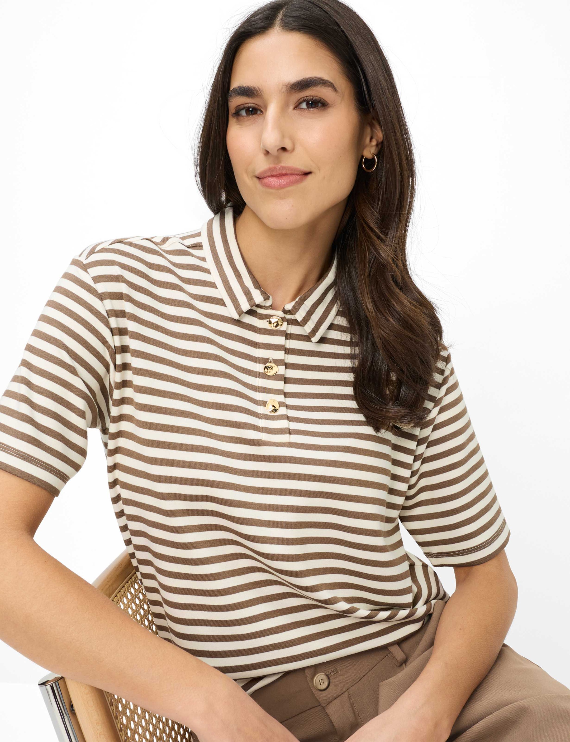 BRAX CARA S Polo Shirt Brown 40 8