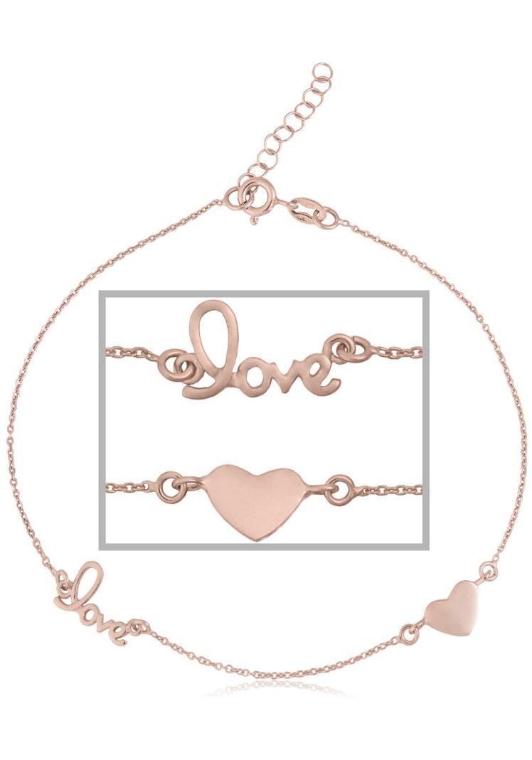 Firetti Fußkette Herz Unisex silber 925, roségoldfarben Einheitsgröße