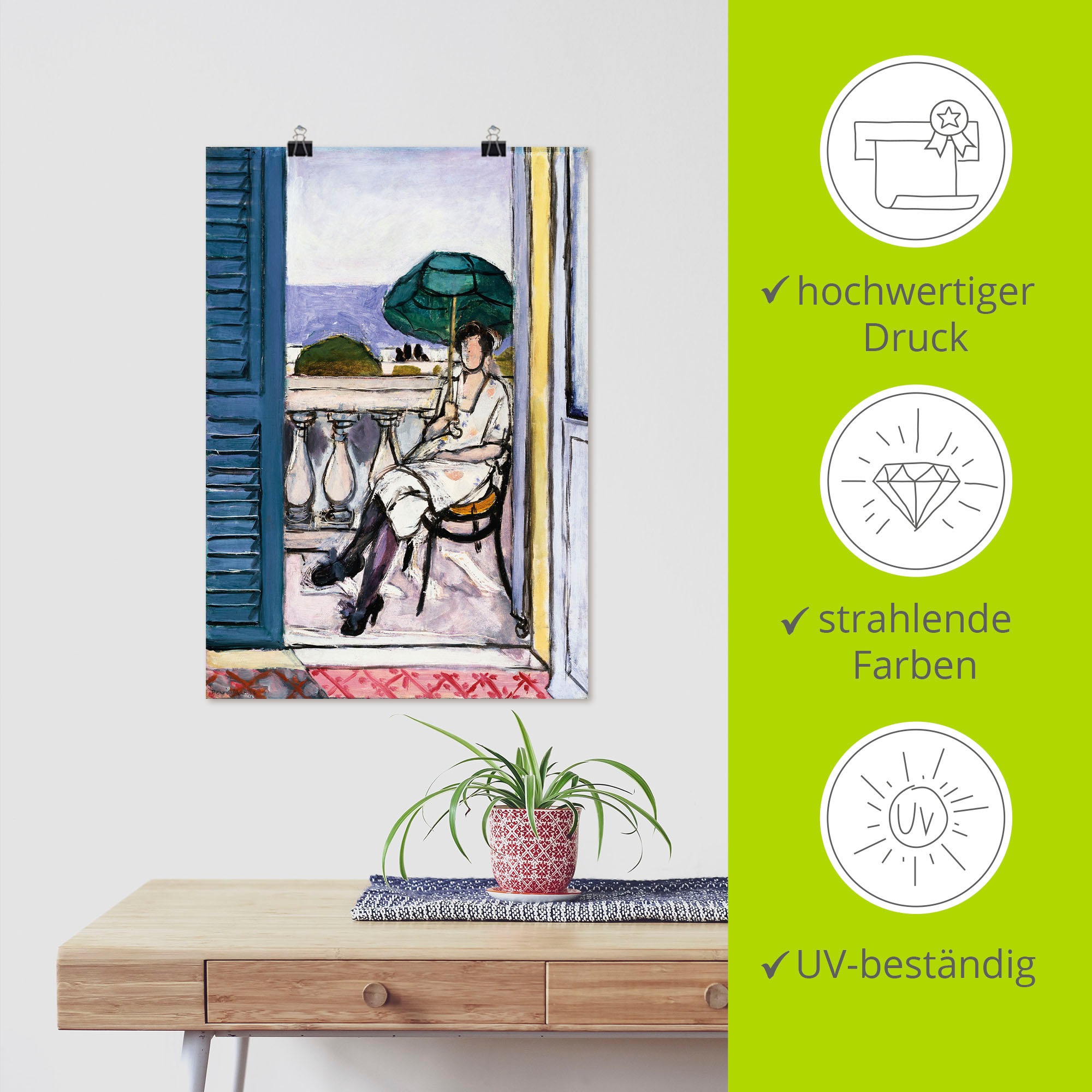 Artland Wandbild »Frau auf einem Balkon. 1919-20« Bilder von Frauen 1 Stk. tlg. als Alubild, Leinwandbild, Poster, Wandaufkleber in verschied. Größen