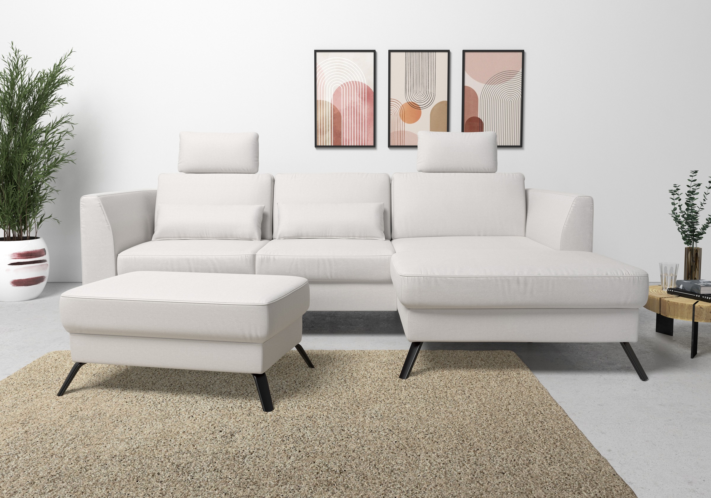 sit&more Ecksofa "Olsen L-Form" inklusive Sitztiefenverstellung, optional Schlaffunktion, 15cm hoch