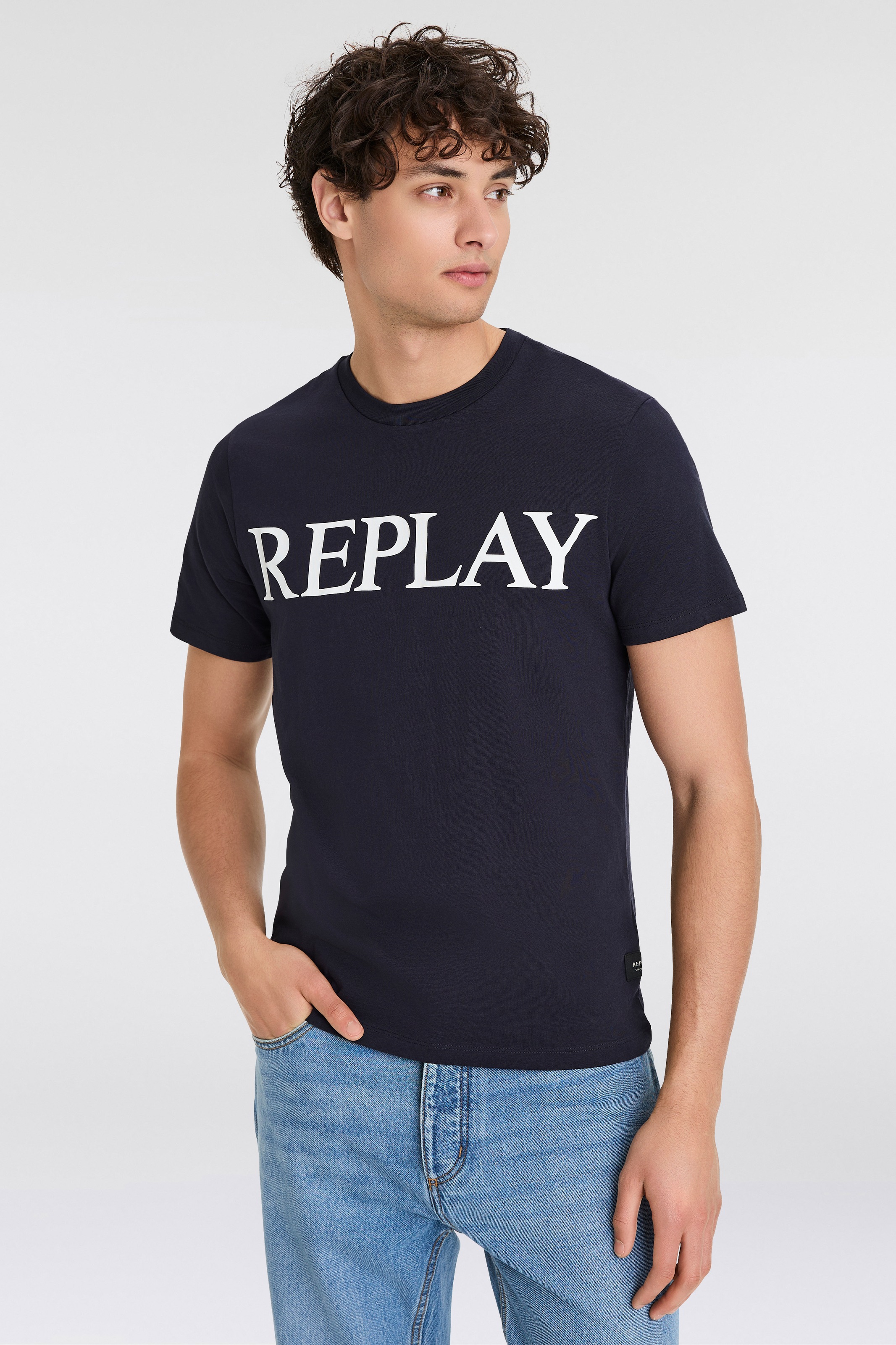 Replay Herren Rundhals T-Shirt BASIC JERSEY BIG 30/1 Regular Fit günstig online kaufen