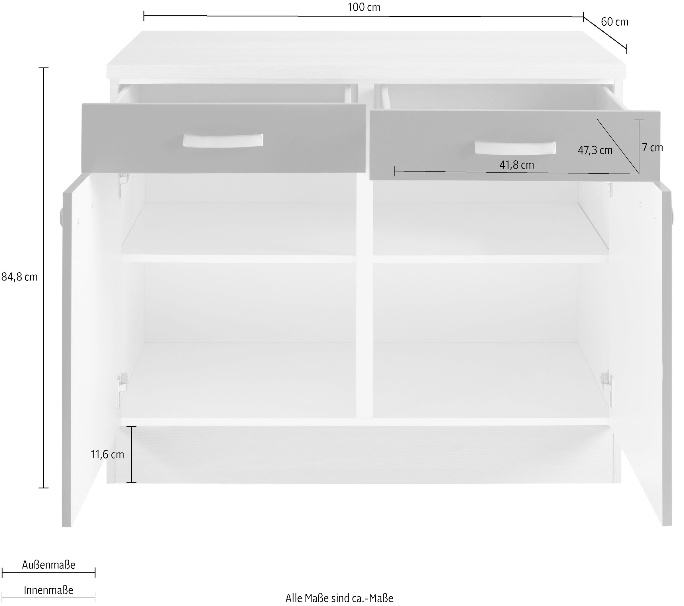 Unterschrank | BAUR mit Breite Metallgriffen, »Faro«, 100 OPTIFIT cm