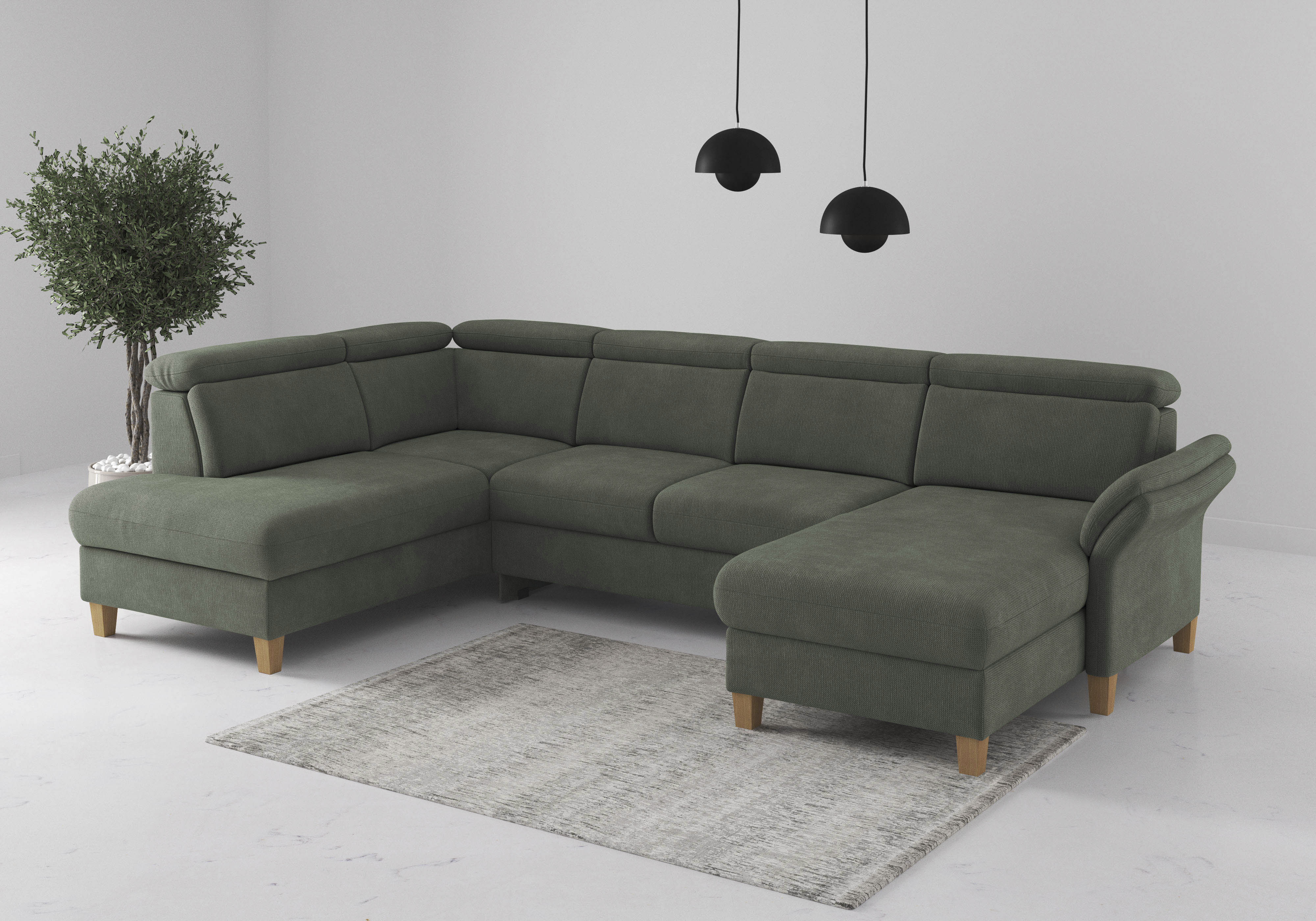 OTTO home Wohnlandschaft "Glendale, U-Form" inkl. Kopfteilverstellung, wahlweise mit Vorziehsitz und Bettkasten