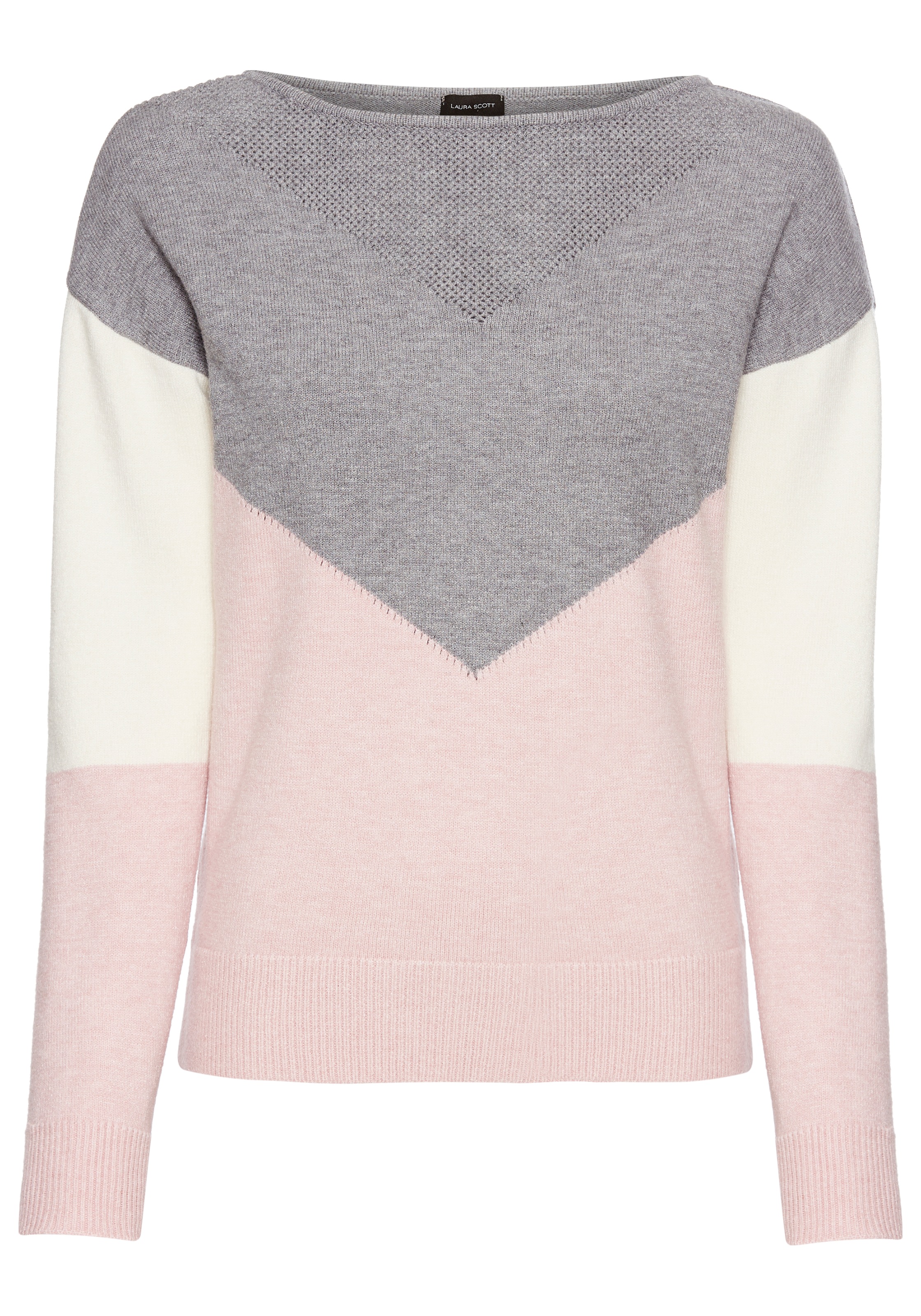 Laura Scott Strickpullover mit Ajourmuster und Streifen günstig online kaufen