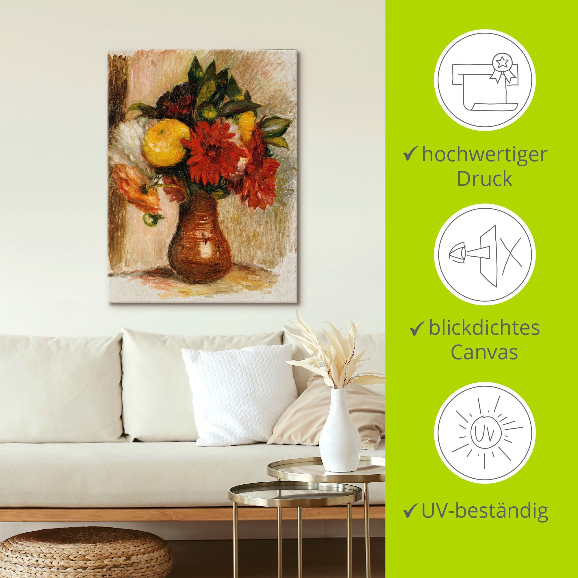 Artland Leinwandbild »Blumenstrauß in einem Krug.«, Arrangements, (1 St.), auf Keilrahmen gespannt