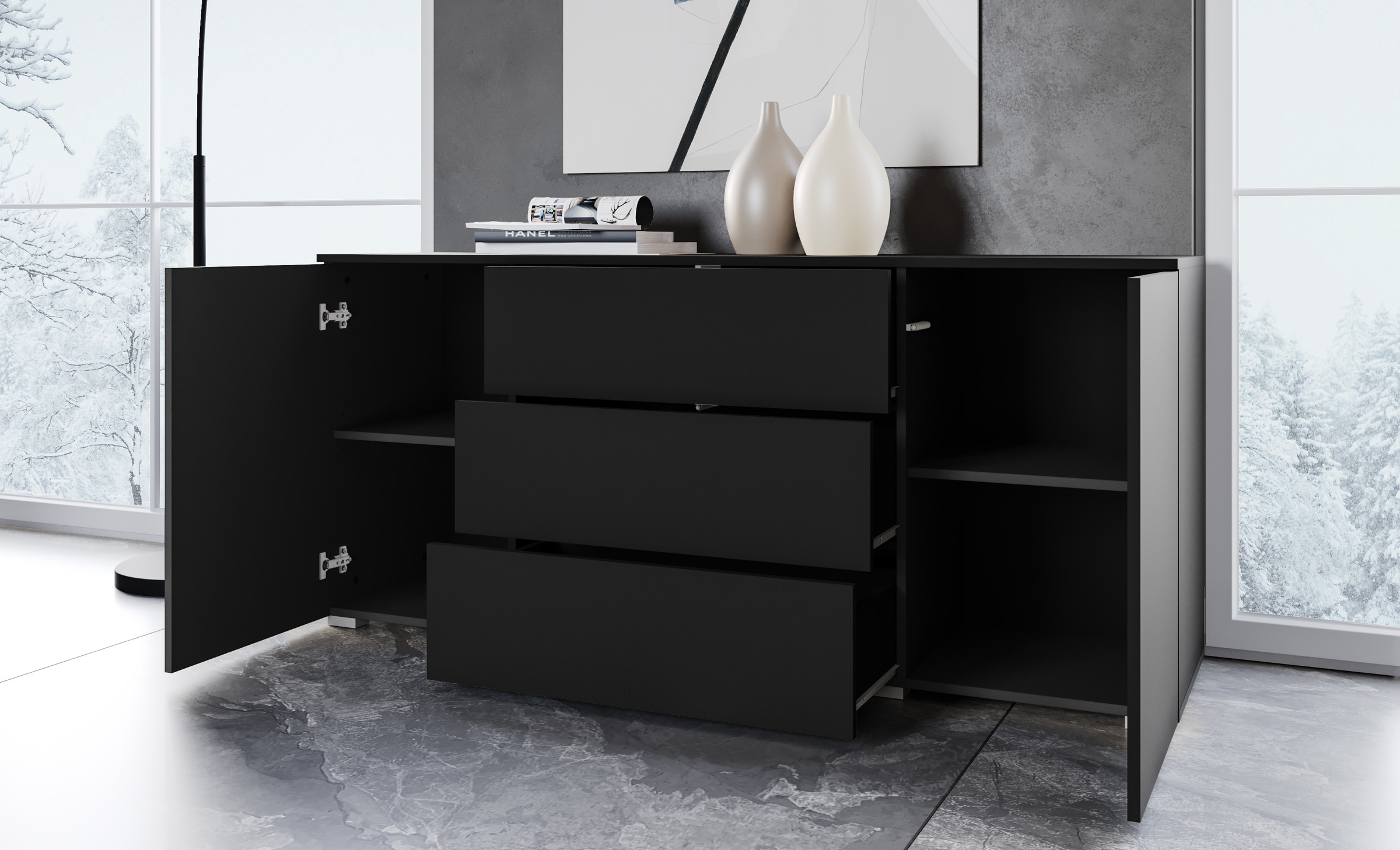 INOSIGN Sideboard "PARIS", (1 St.), Moderne 150cm breite grifflose Kommode, günstig online kaufen