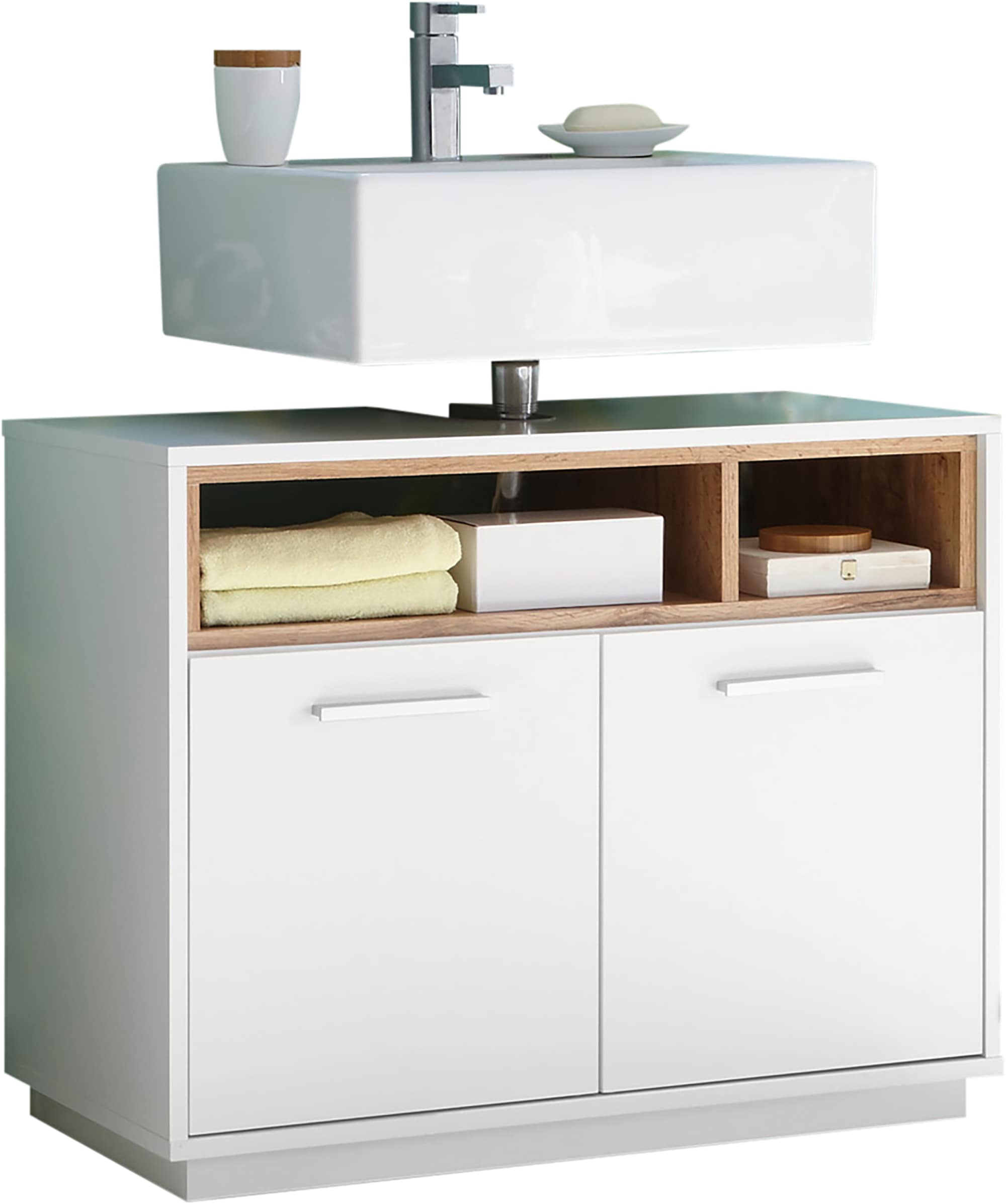 BASIC by Balculina Waschbeckenunterschrank "Mila, Badezimmerschrank BxHxT 80x63x40 cm" 1 Stk. tlg. Breite 80cm, Tür L/R monierbar, FSC-Mix 70%