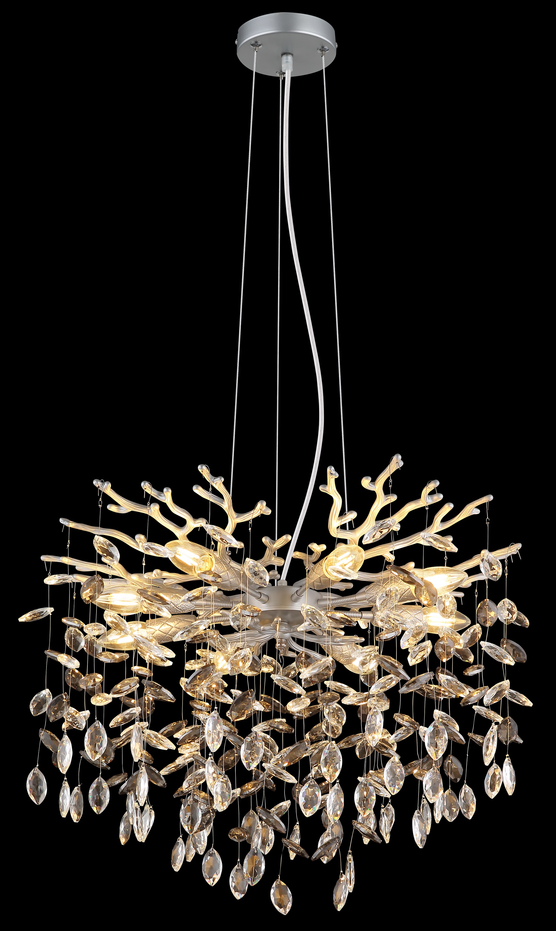 GLOBO LIGHTING Hängeleuchte »QUEENA« E14 1 Stk. Kristall Luster für Wohn- & Esszimmer silber matt