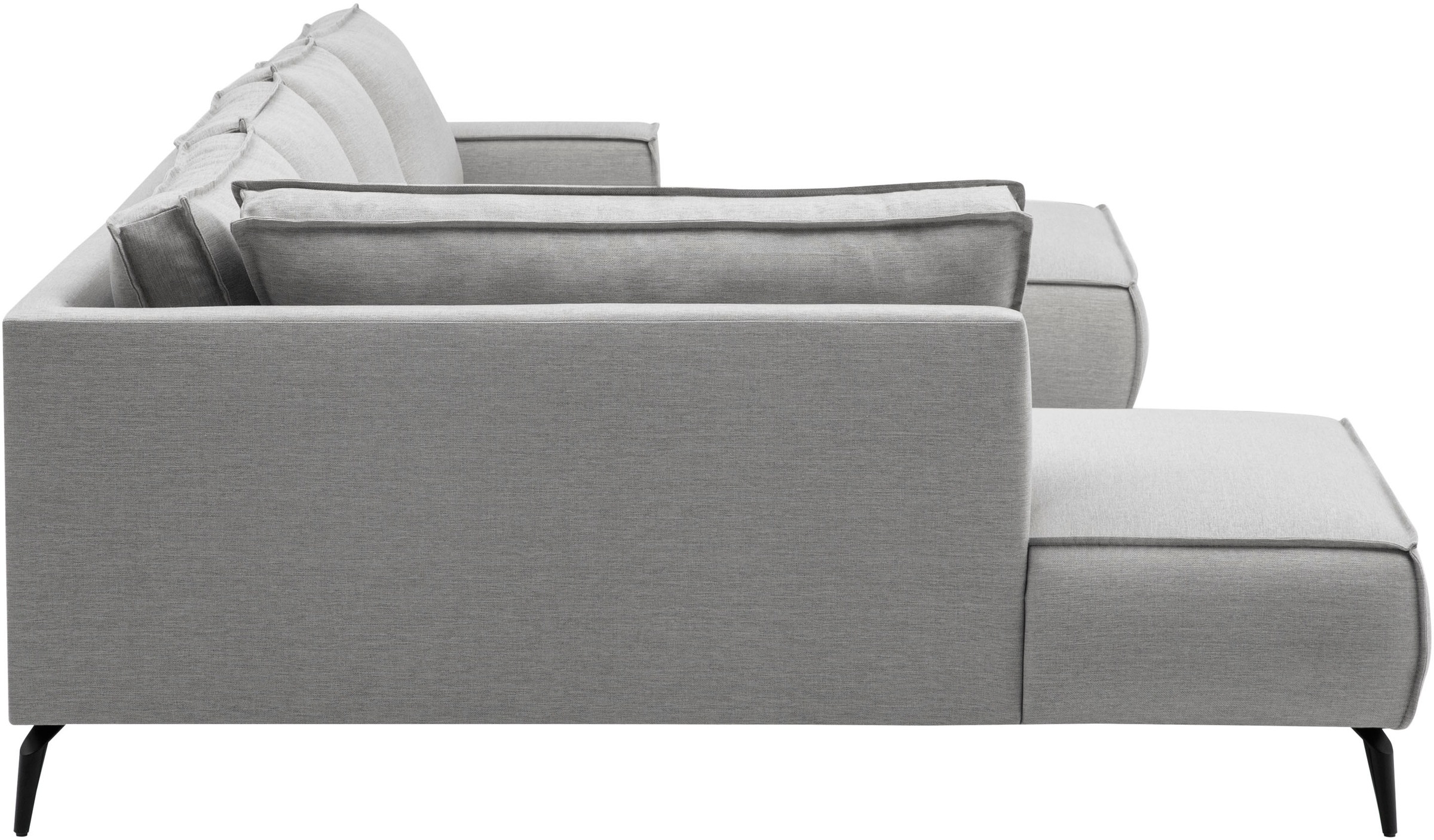 OTTO home Wohnlandschaft »TVINNU Leinenoptik, 354 cm« Recamiere rechts/links, schwarze Metallfüße, bequeme Sitz-/Liegefläche