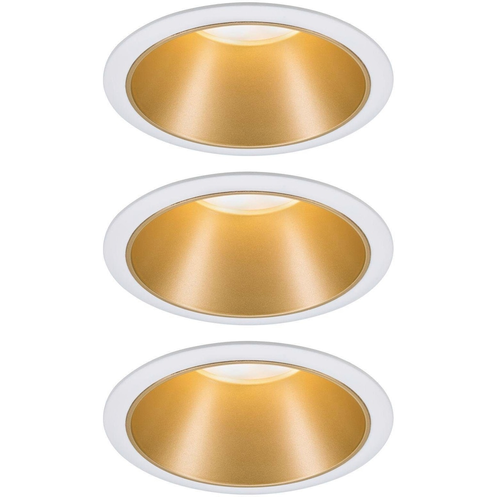 Paulmann LED Einbauleuchte »3er Set Cole 3x6,5W Weiß/Gold matt 3-Stufen-dimmbar 2700K Warmweiß«, Warmweiß, Deckenspots, 3er Set