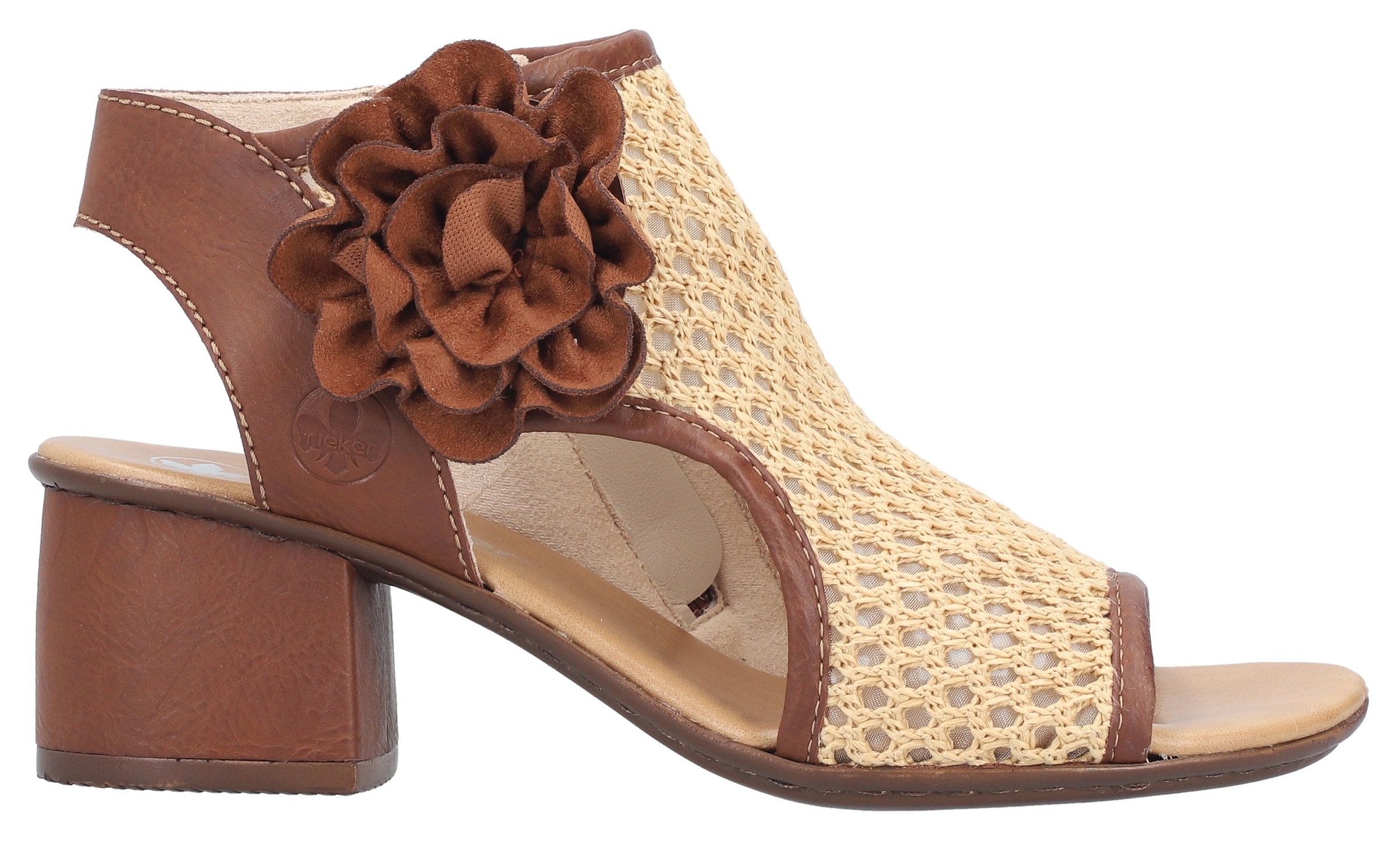 Rieker Schaftsandalette  Sommerschuh, Urlaubsschuh mit dekorativer Blüten-Verzierung