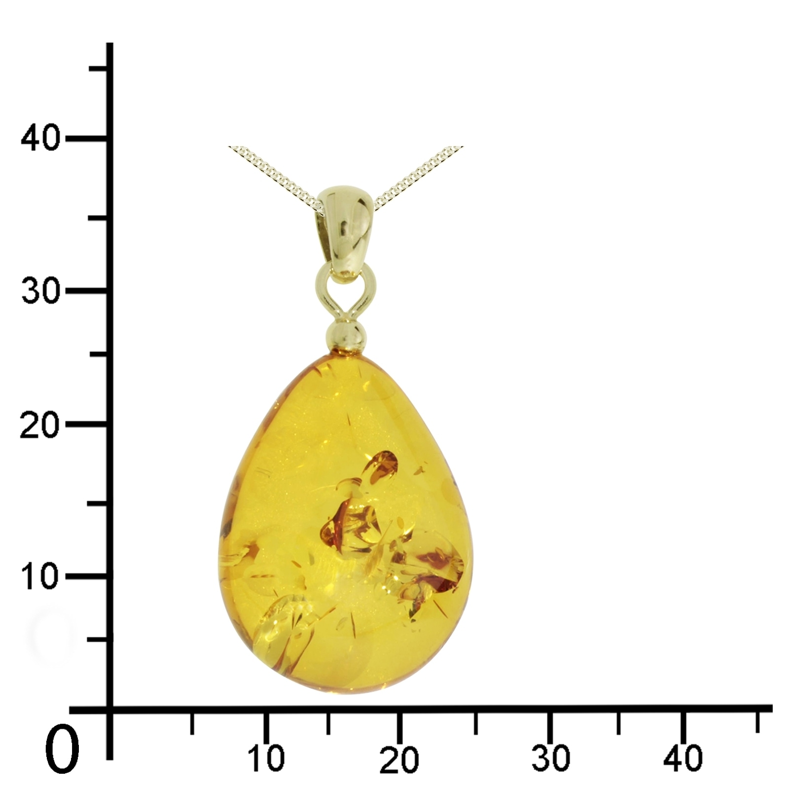 OSTSEE-SCHMUCK Kette mit Anhänger »Ostsee-Schmuck Kette mit Anhänger Tropfen flach, ca. 22 mm lang«, (2 tlg.)