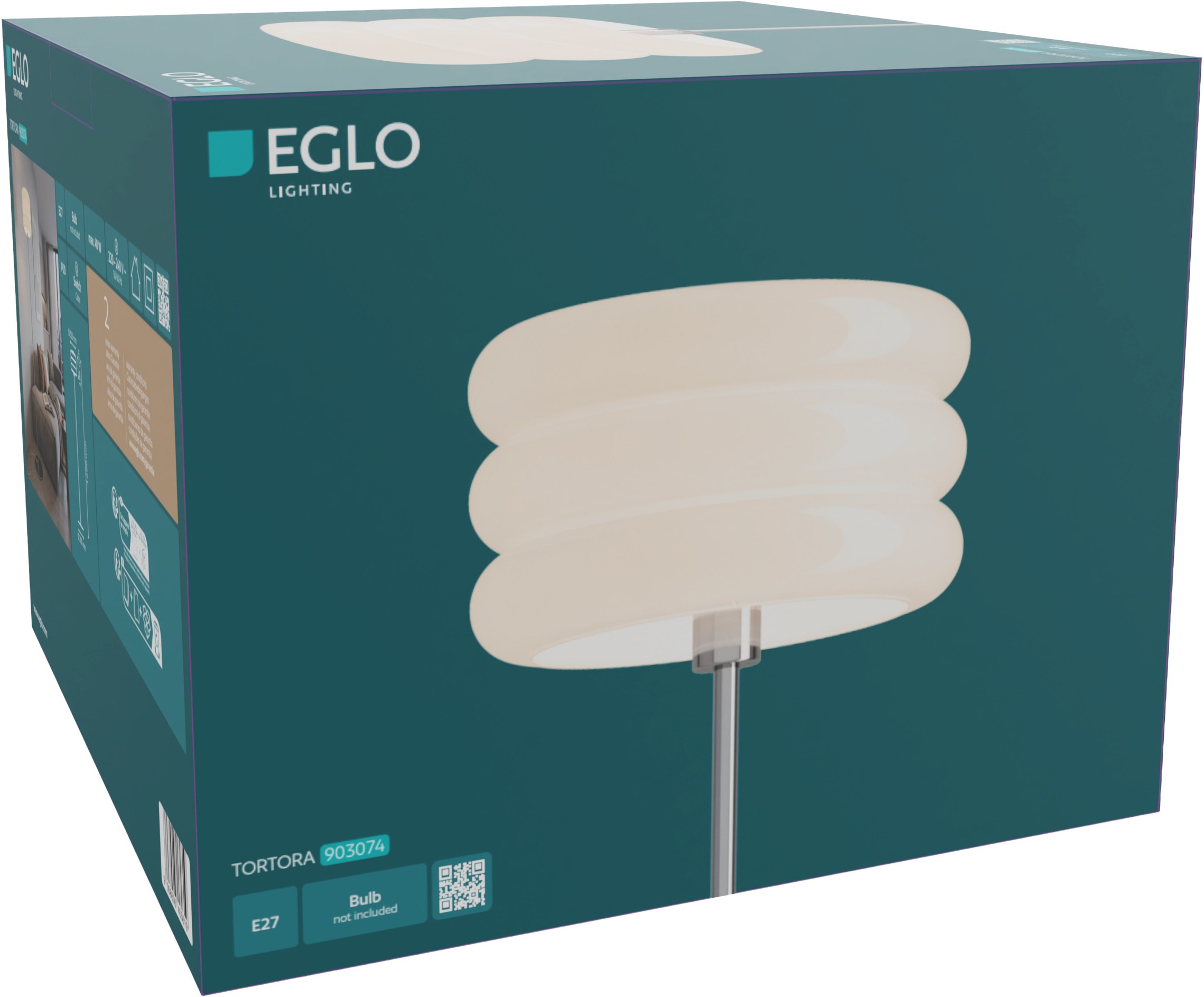 EGLO LED Stehlampe »TORTORA« E27 1 Stk. Stehleuchte, Lampe, Wohnzimmerlampe, chrom Glas, H:160cm, Ø 30 cm