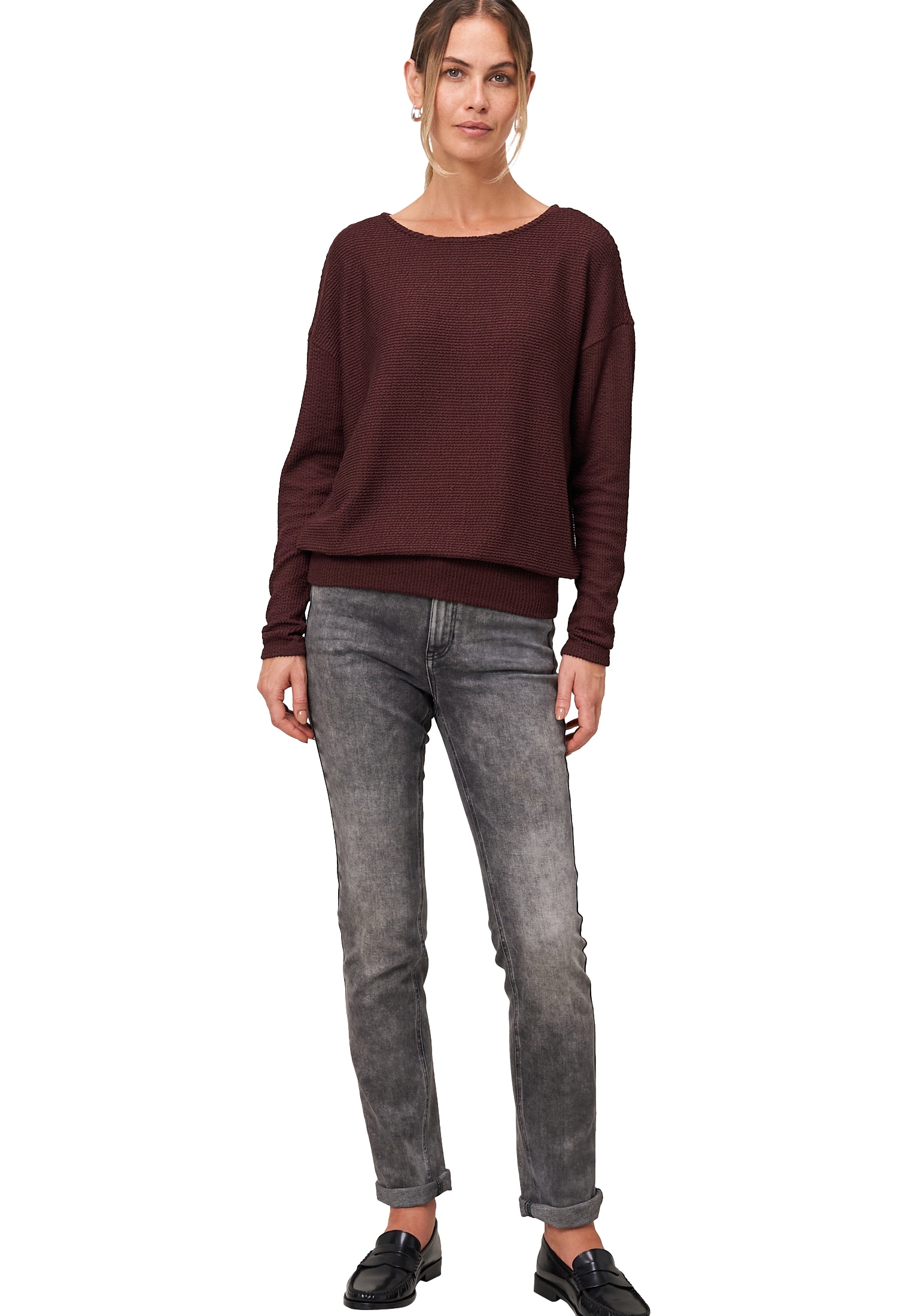 Zero Kurzarmshirt »zero Damen Jerseyshirt strukturiert langarm«, (1 tlg.), Plain/ohne Details