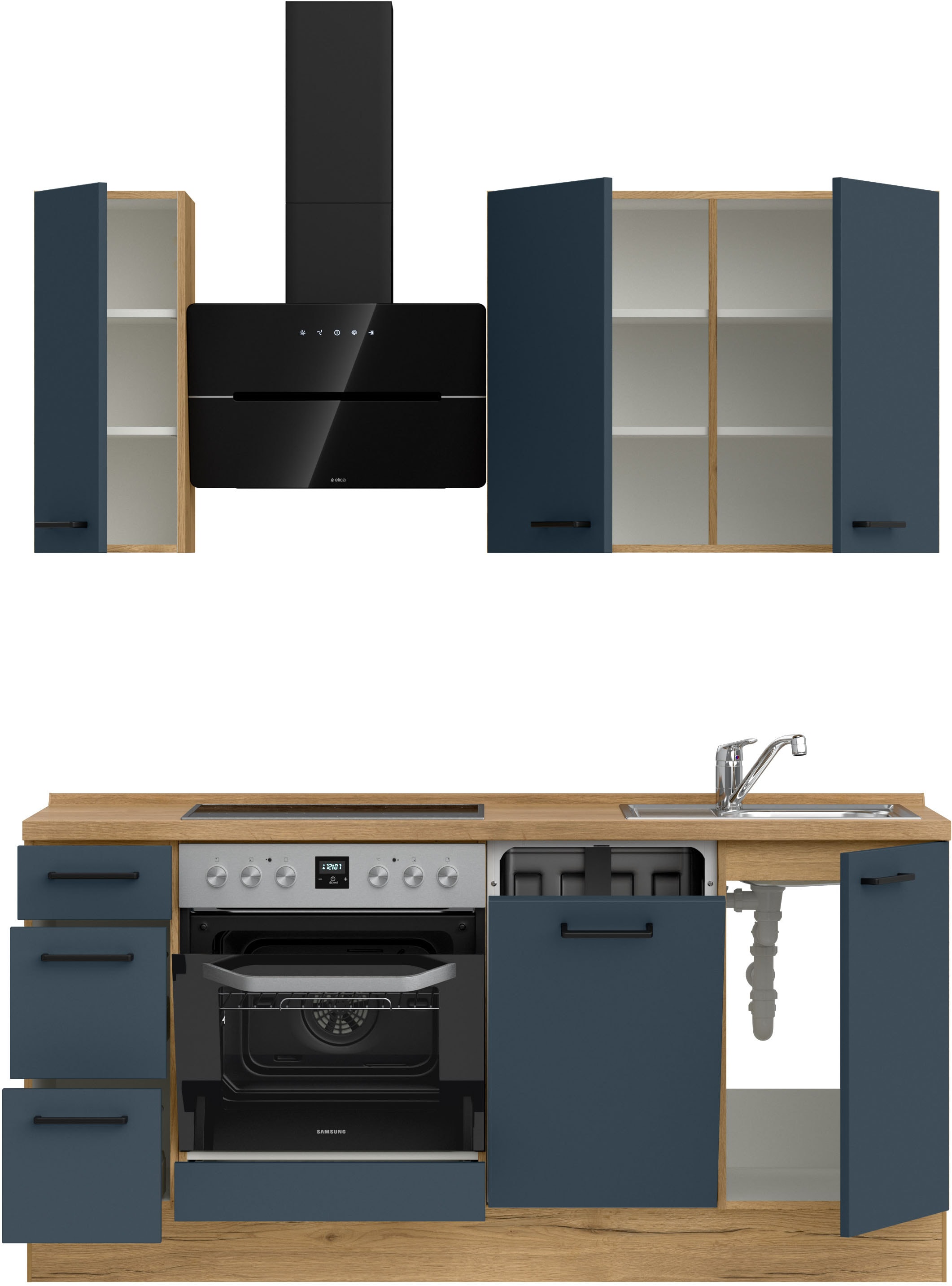 nobilia® Küchenzeile »"Easytouch II"«, vormontiert, Ausrichtung wählbar, Breite 180 cm, wahlw. mit E-Geräten