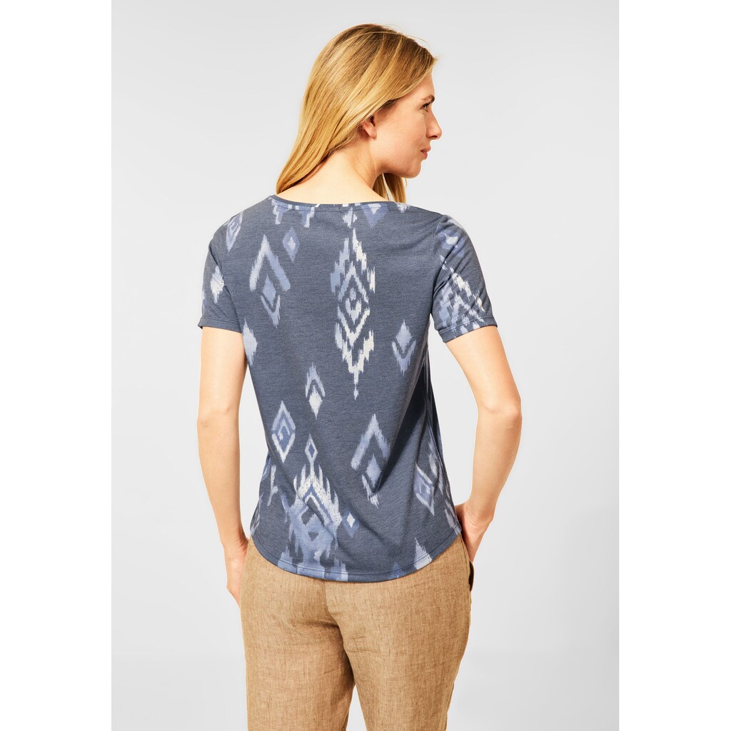 Damenmode Shirts & Sweatshirts Cecil T-Shirt, mit allover Print dunkelblau Damenmode Shirts & Sweatshirts Cecil T-Shirt, mit allover Print dunkelblau