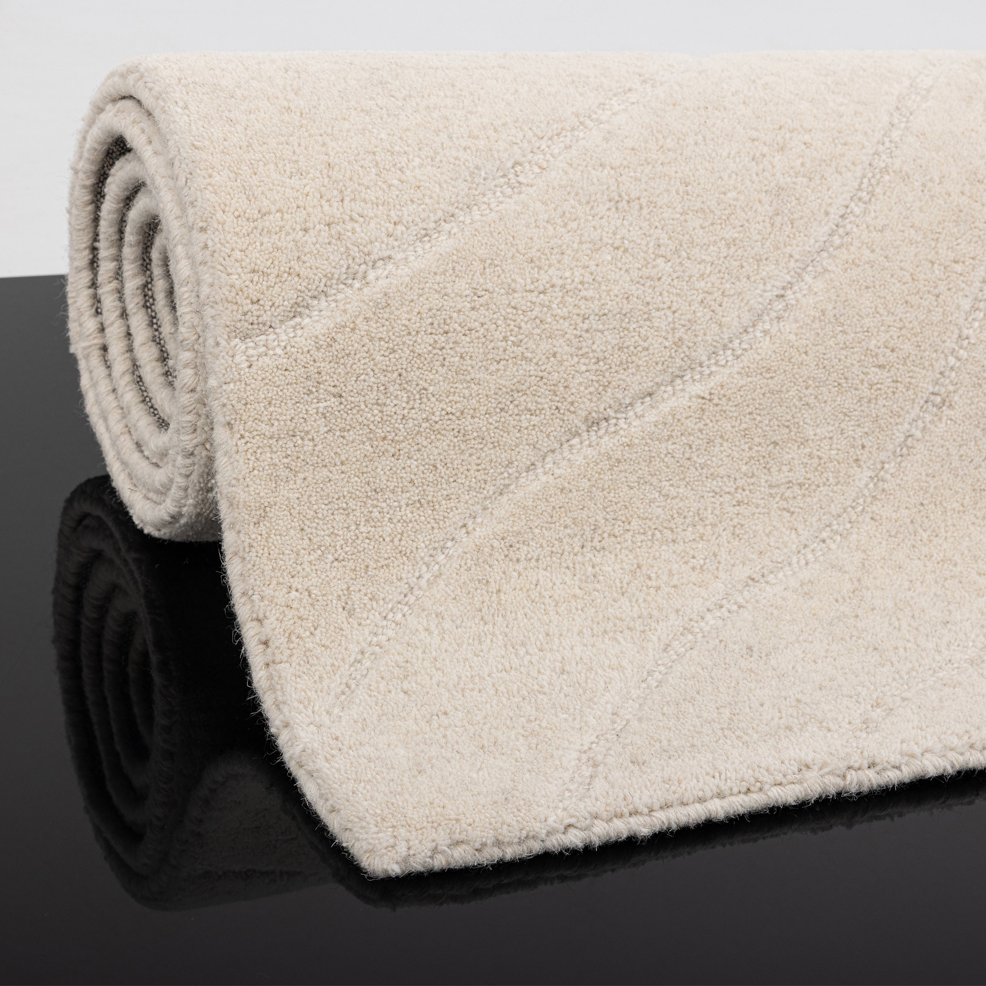 LeGer Home by Lena Gercke Wollteppich »Zarrah, mit Wellendesign, Linienmuster« rechteckig 14 mm Höhe reine Wolle, modern, Scandi, Wohnzimmer, Schlafzimmer, Esszimmer