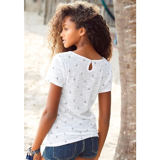 Beachtime T-Shirt mit einem kleinen Cut-Out im Nacken | BAUR